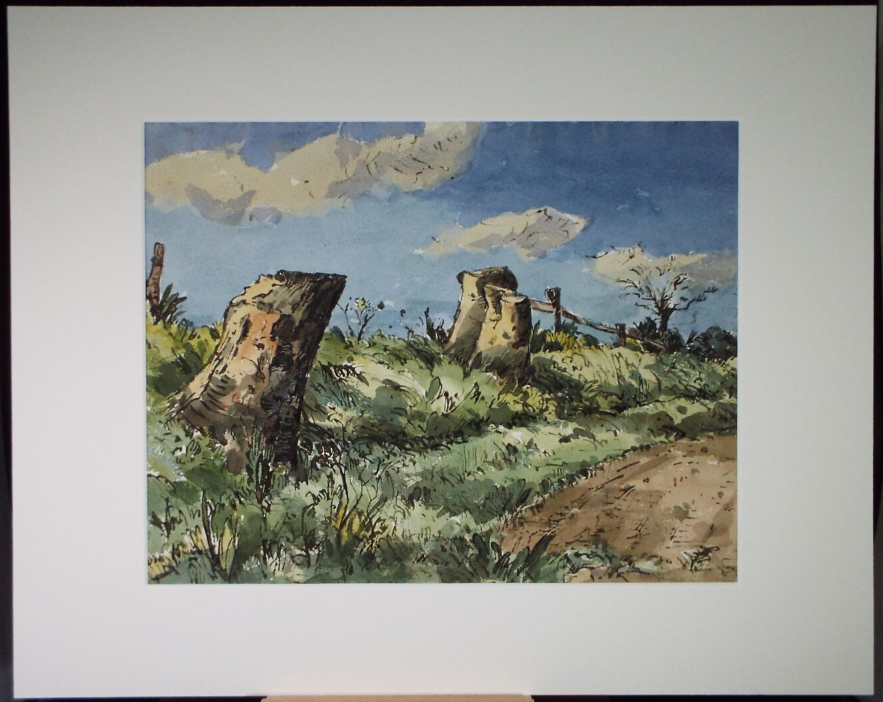 Original Watercolour, 'Tree Stumps', Edward Eaton Brannan (1886-1957),Circa 1940's