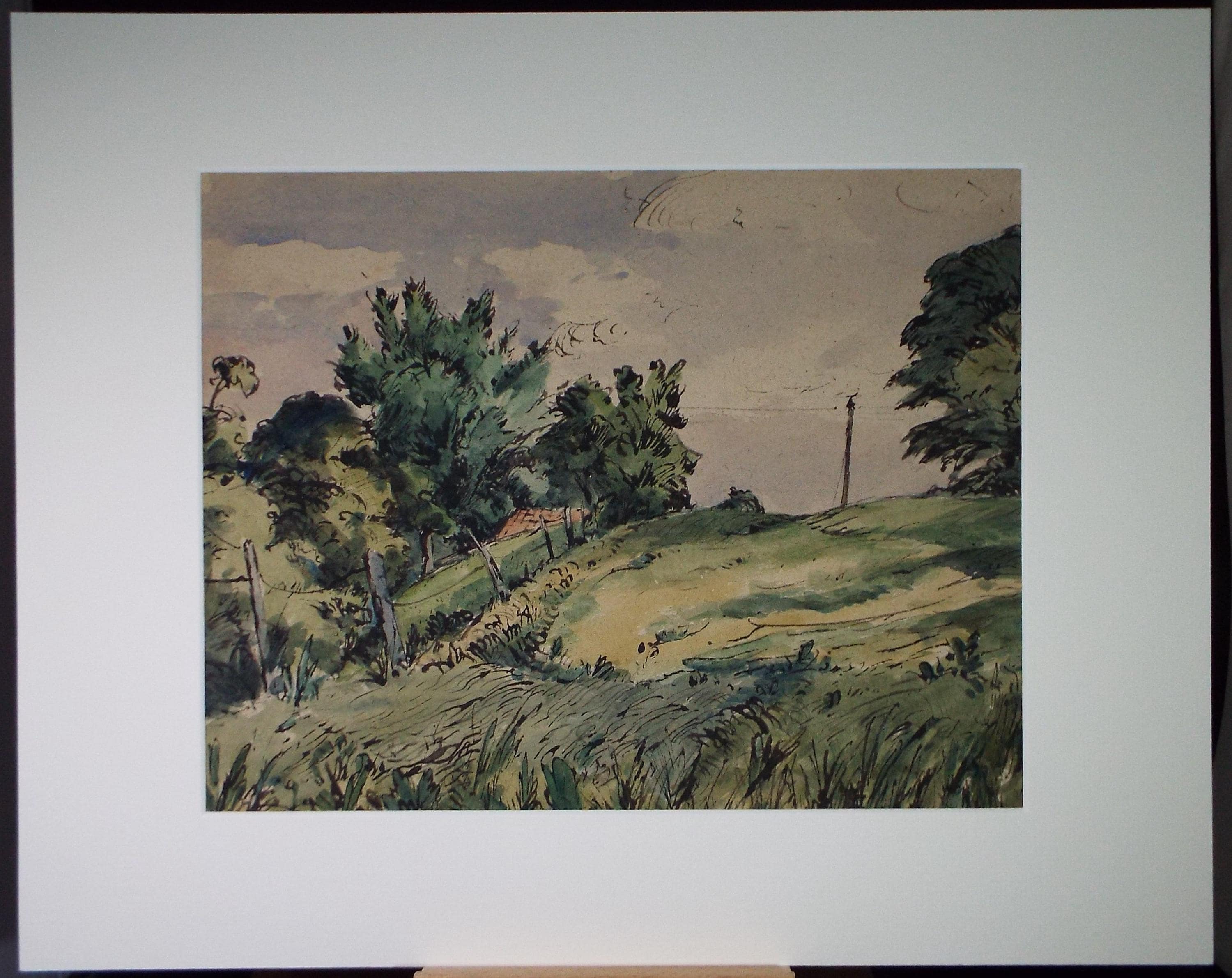 Original Watercolour, ' Green Fields', Edward Eaton Brannan (1886-1957),Circa 1940's