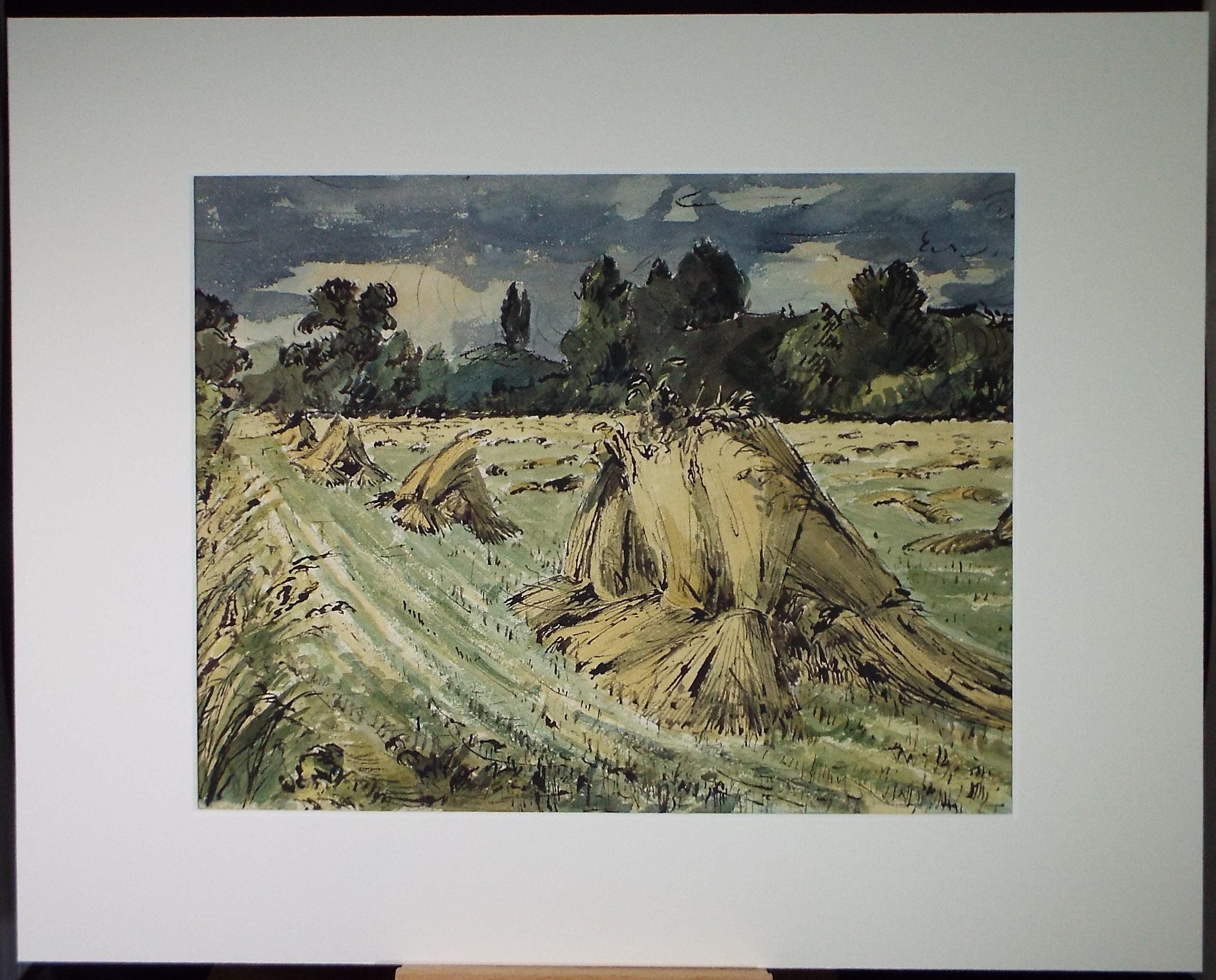 Original Watercolour, 'Corn Stooks', Edward Eaton Brannan (1886-1957), Circa 1940's