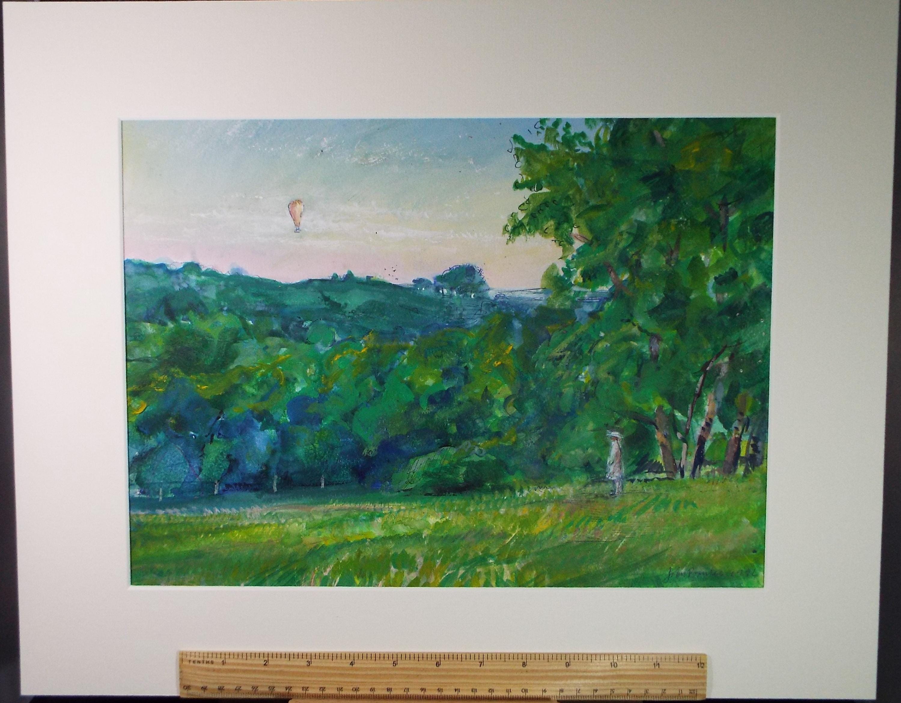 Original Gouache with Oil, 'Balloon Flight', John Gilbey Bowles (1929-2011), Dated 1994