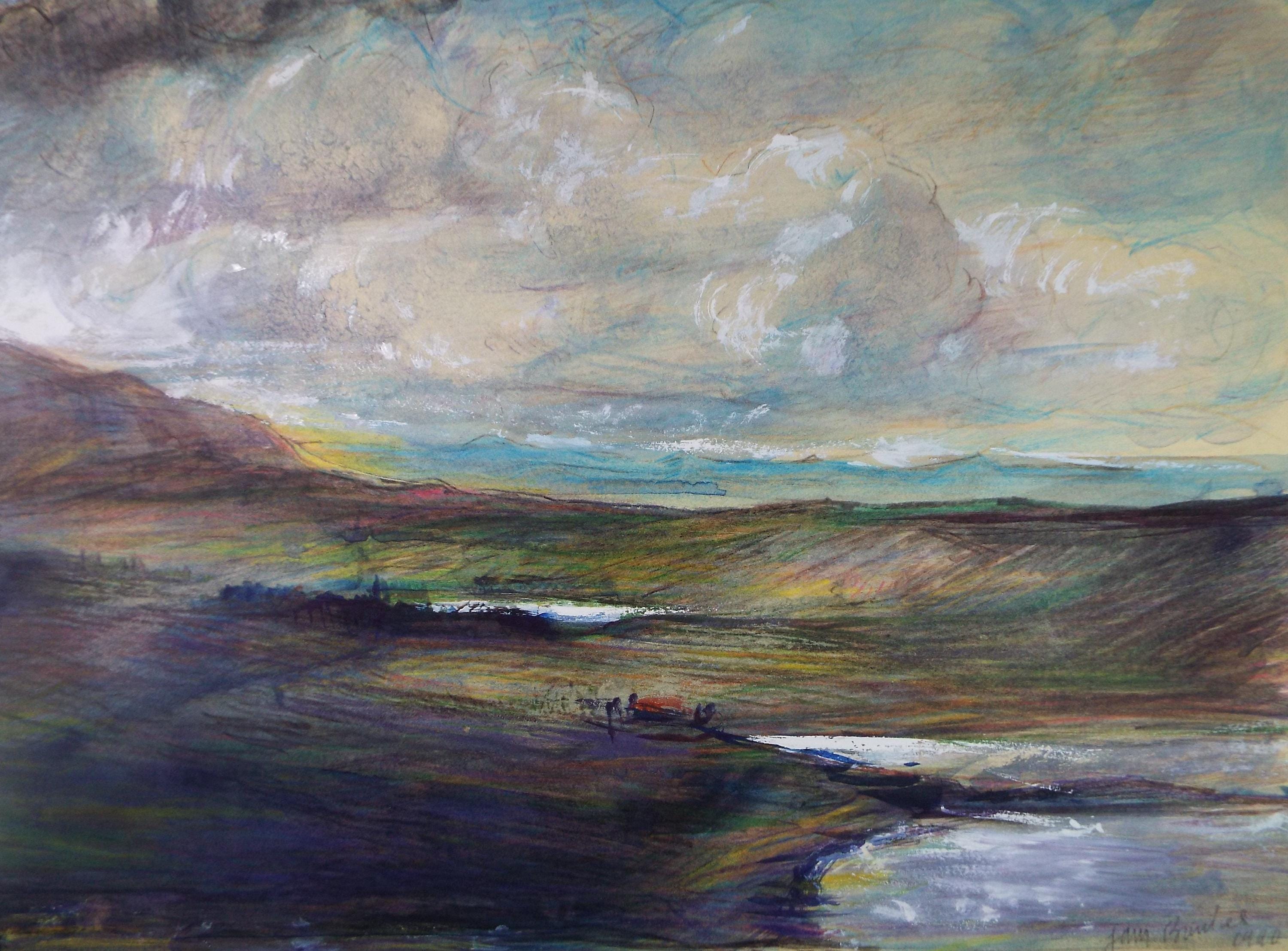 Original Pencil Drawing with watercolour, 'Ross Shire, Scotland', John Gilbey Bowles (1929-2011), Dated 1999