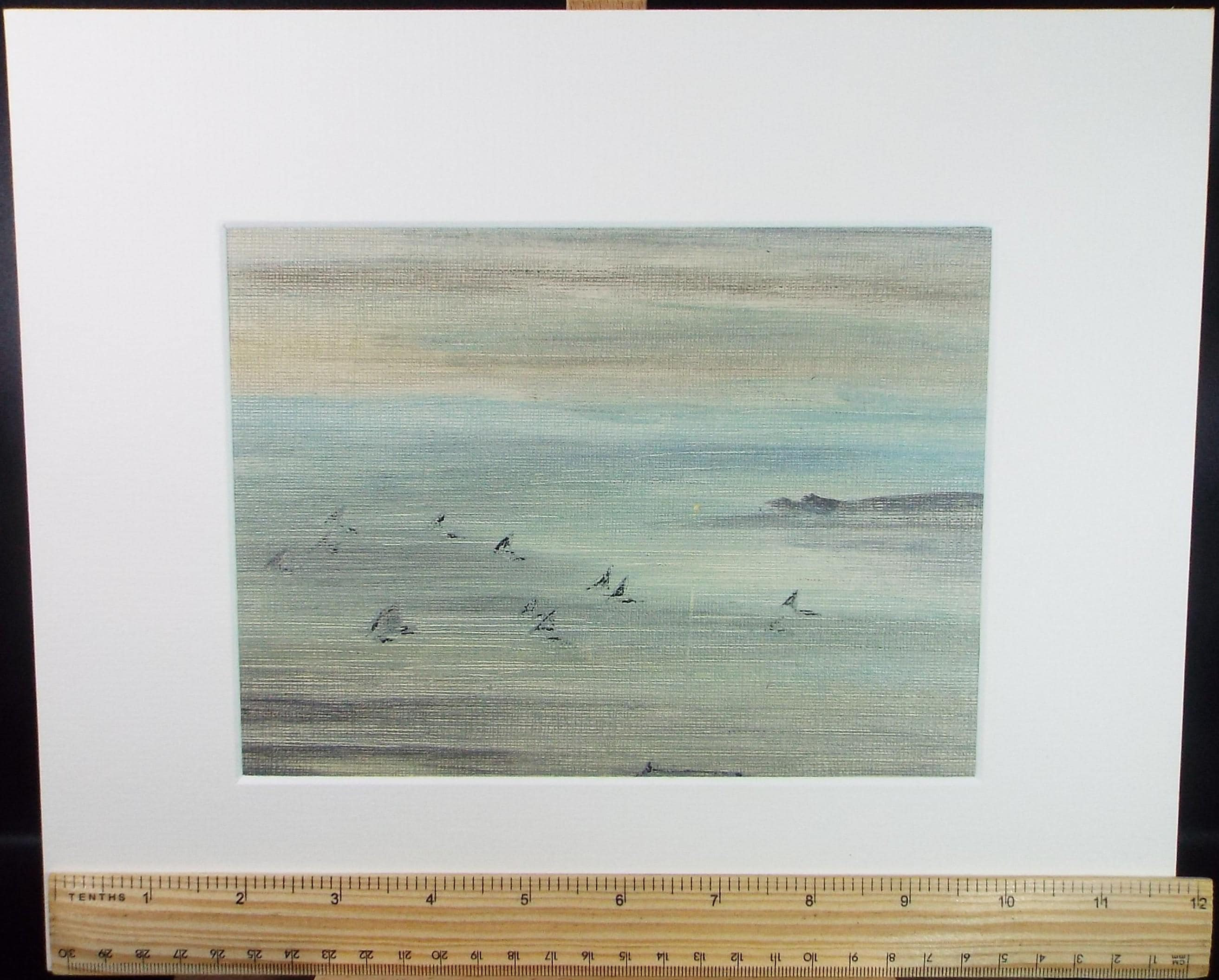 Original Oil on Canvas Paper, 'Sailing off the coast', Dated 1950 , Harry Ousey (1915-1985)