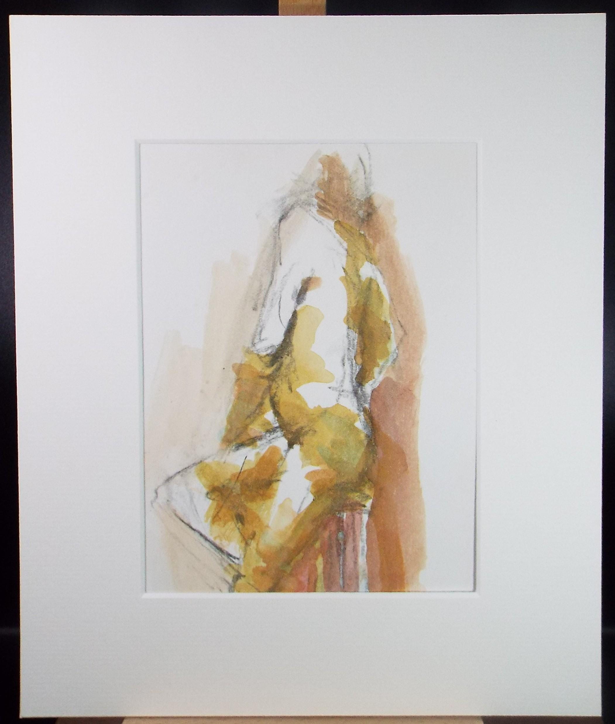 Original Watercolour & gouache, 'Nude figure from rear', Graham Benton RBSA (1934-2022), Circa 2004