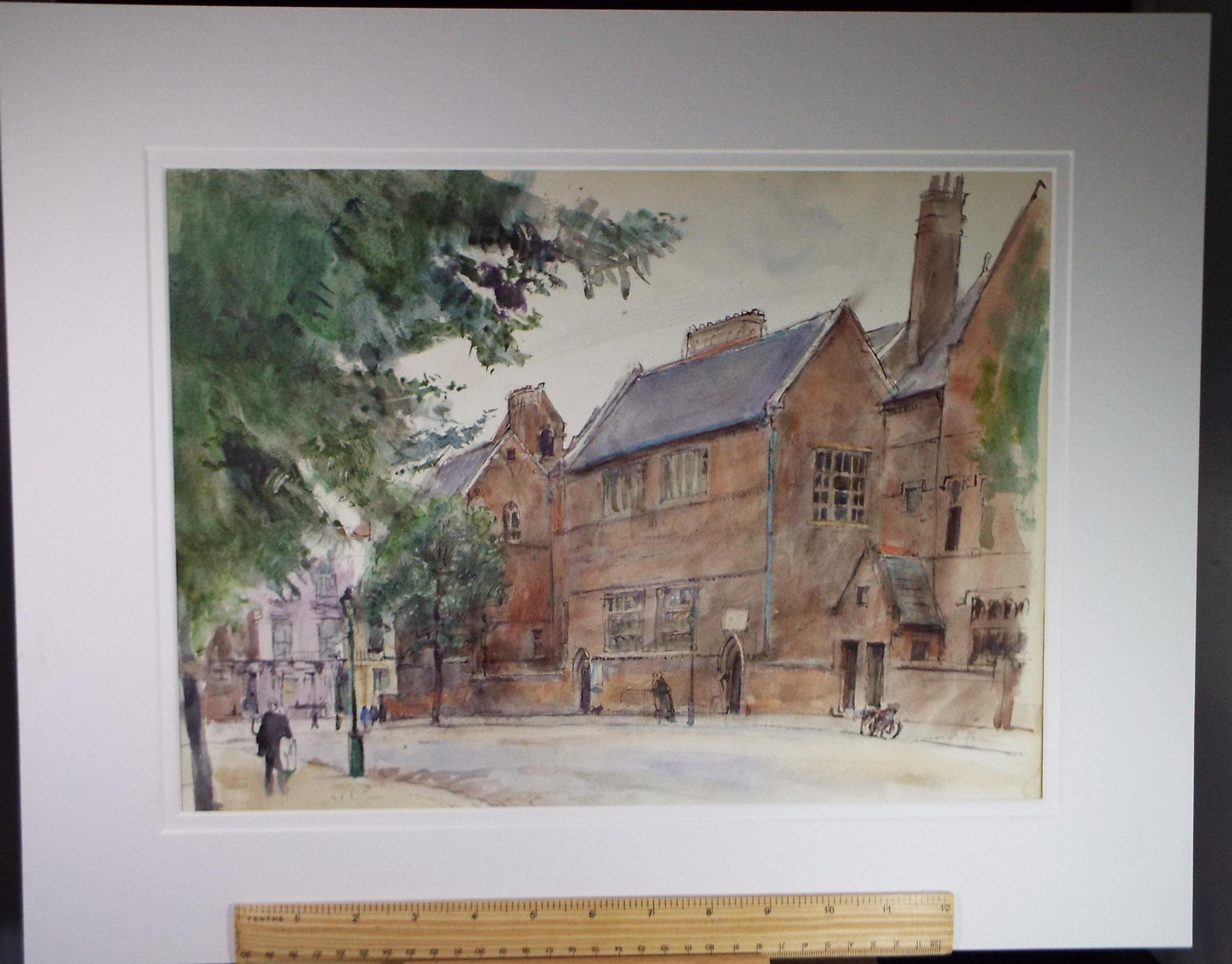 Original Watercolour , 'Street Scene with figures', G Weisbort, Dated 1957