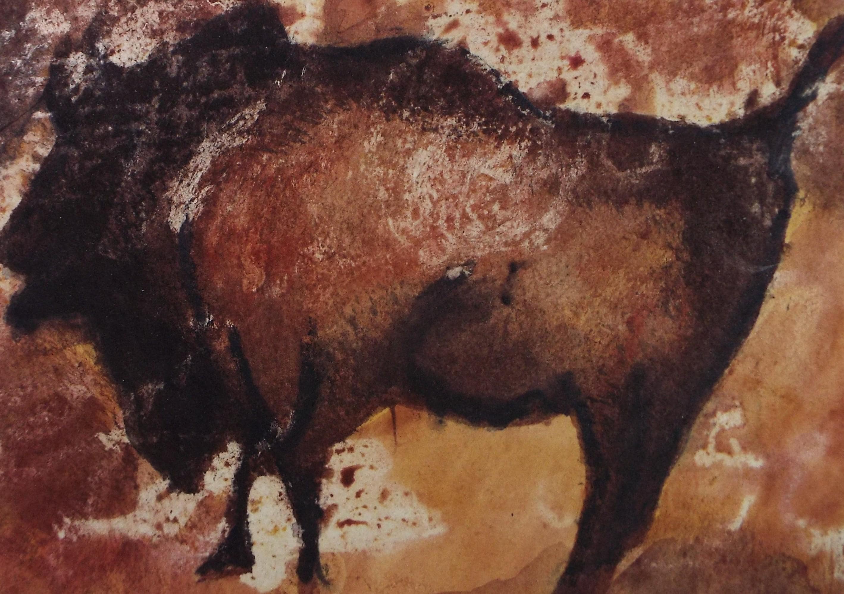 Original Watercolour, 'Cave style painting of a Bison', Ken Stewart (1926-1991), circa 1960's