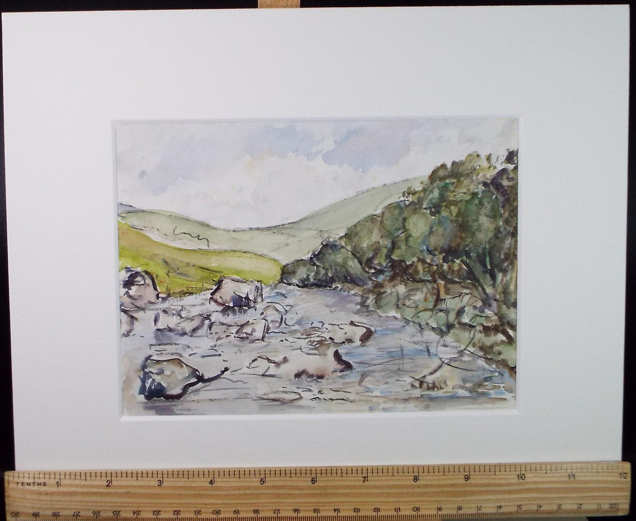Original Watercolour , 'River Study' Circa 1970's , Geoffrey Burrows (1934-2023)