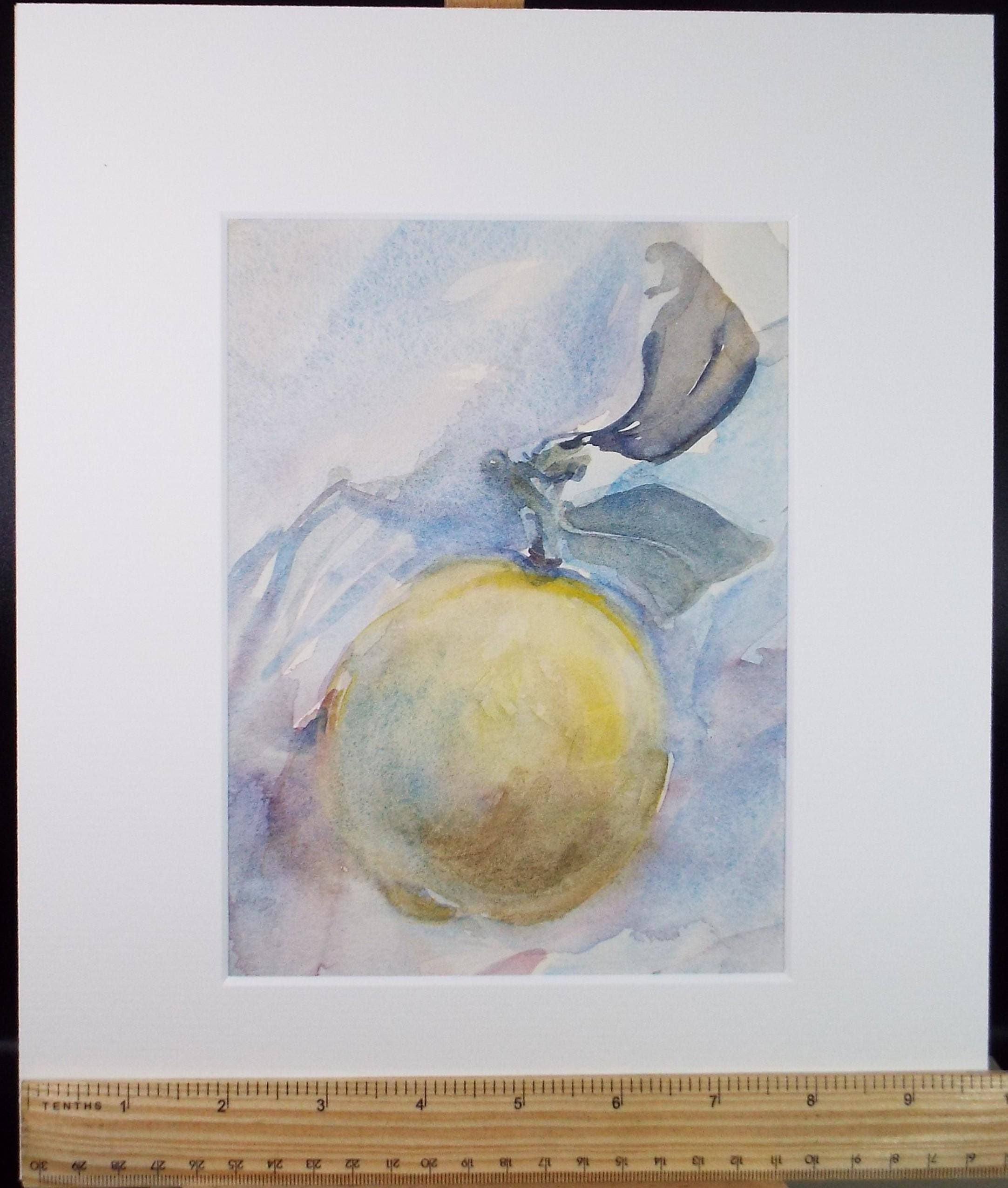 Original Watercolour on Paper, 'Study of an apple', Circa 1970's, Mildred Lockyer