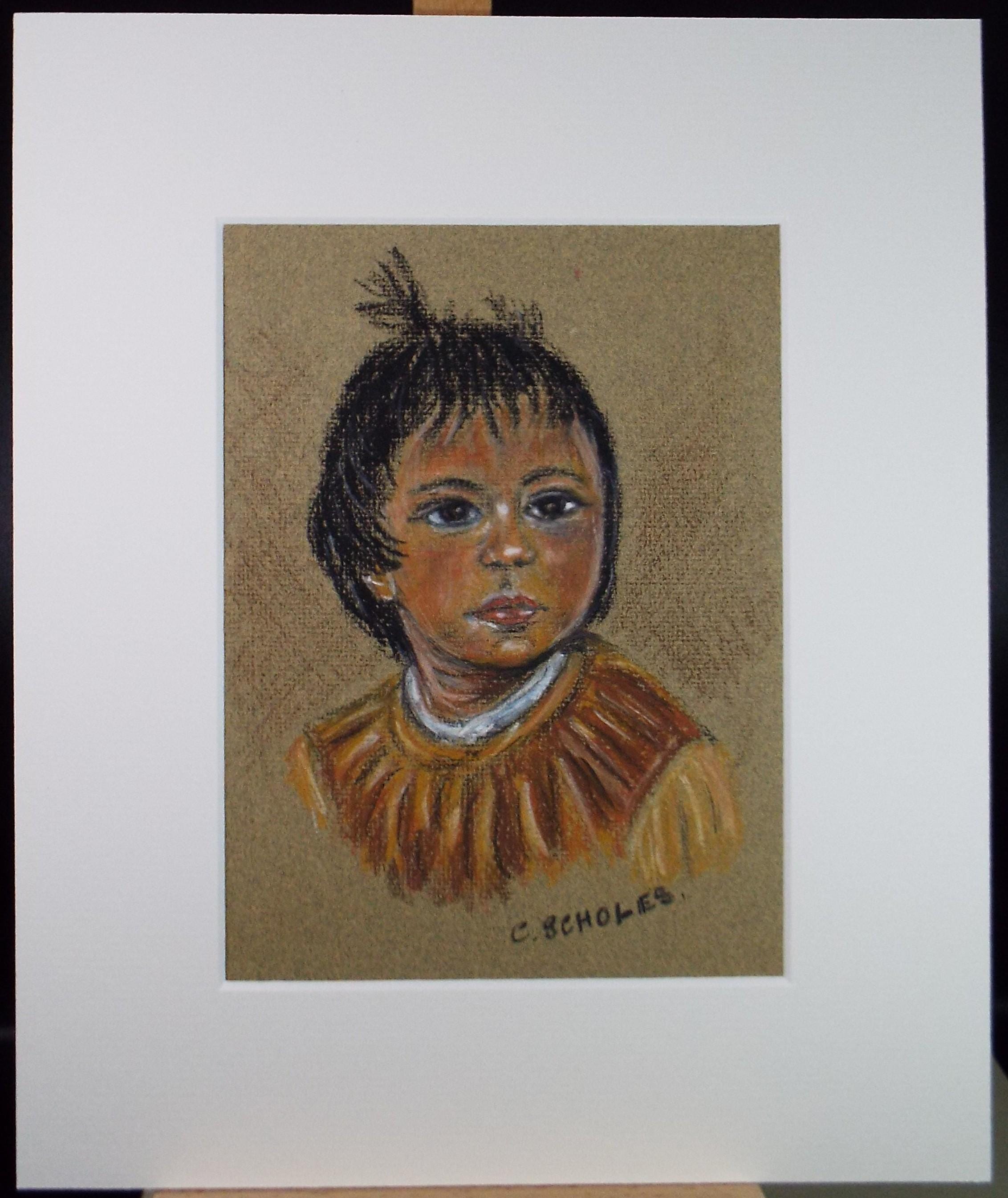 Original Watercolour, 'Cave style painting of a Bison & figure', Ken Stewart (1926-1991), circa 1960's