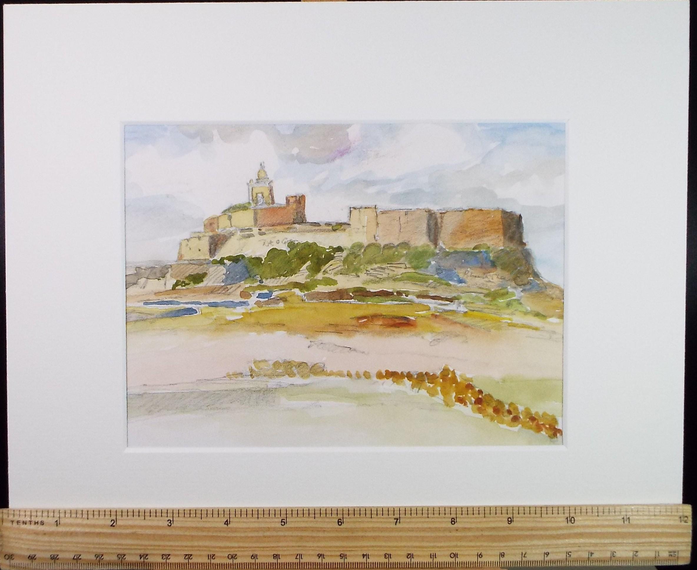 Original Watercolour 'Citadel at Gozo', Circa 1980's