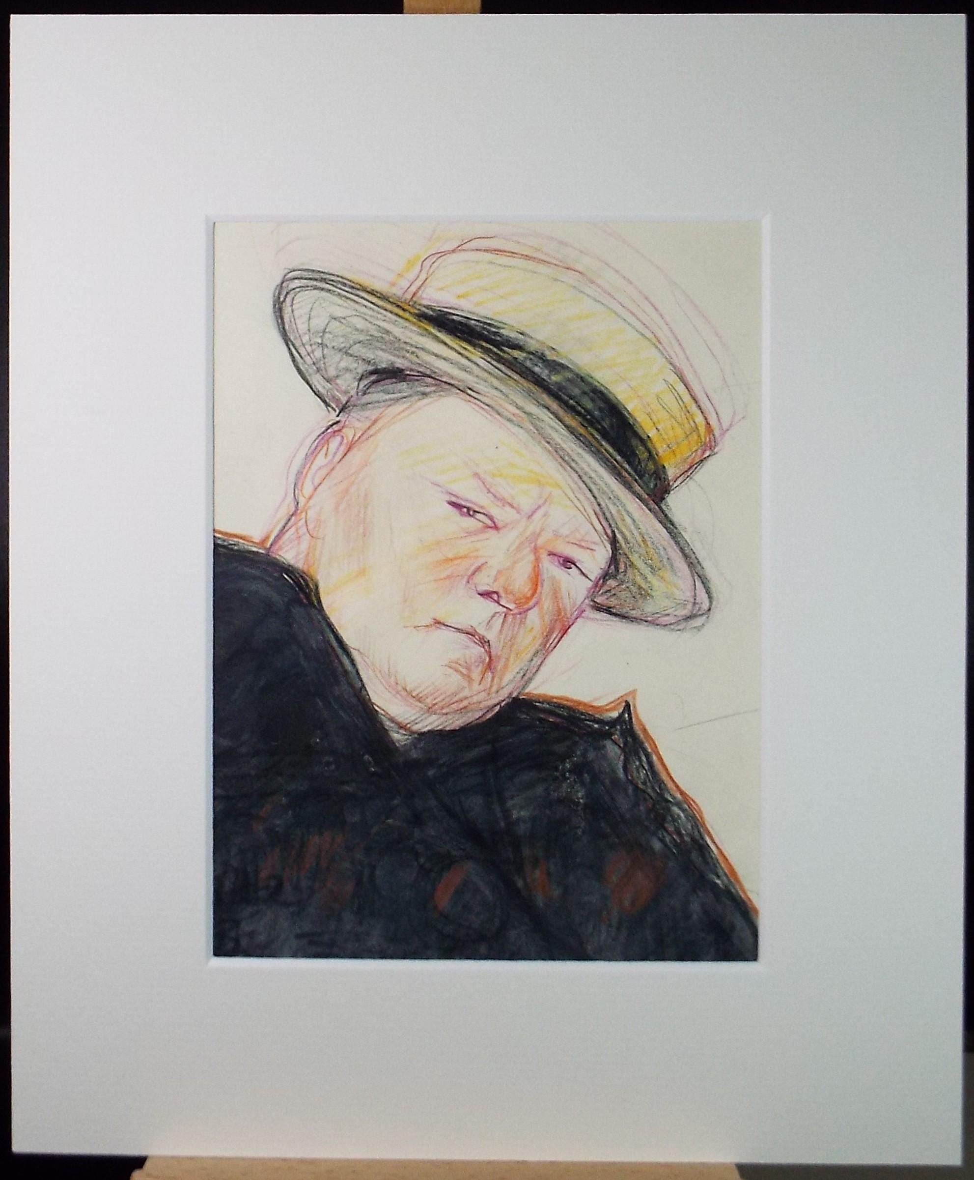 Original Pencil & watercolour, 'W.C Fields', circa 1990's, John Gilbey Bowles (1929-2011)