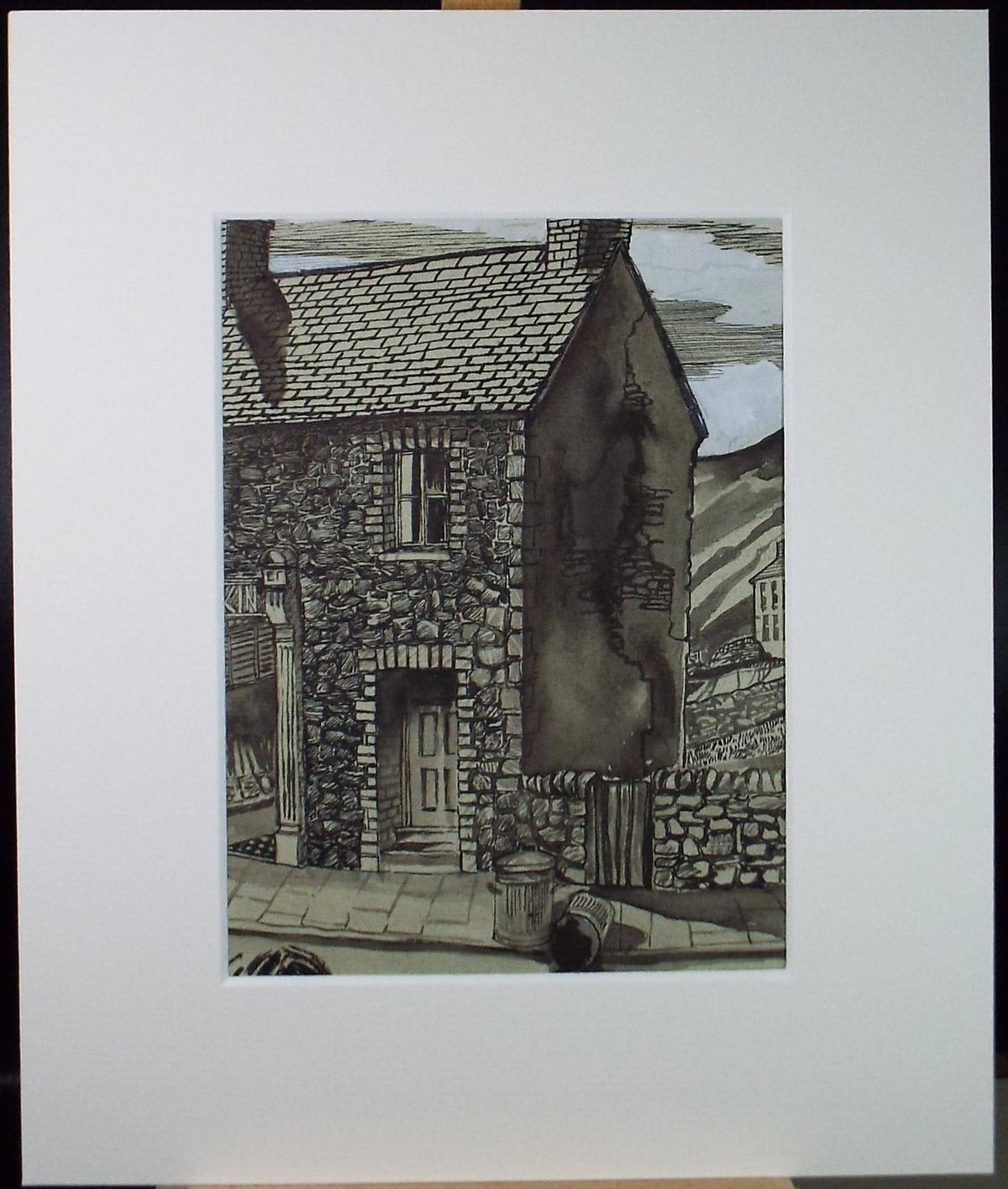 Original Pen & Ink drawing, 'Terraced House', L Abraham, Circa 1970's