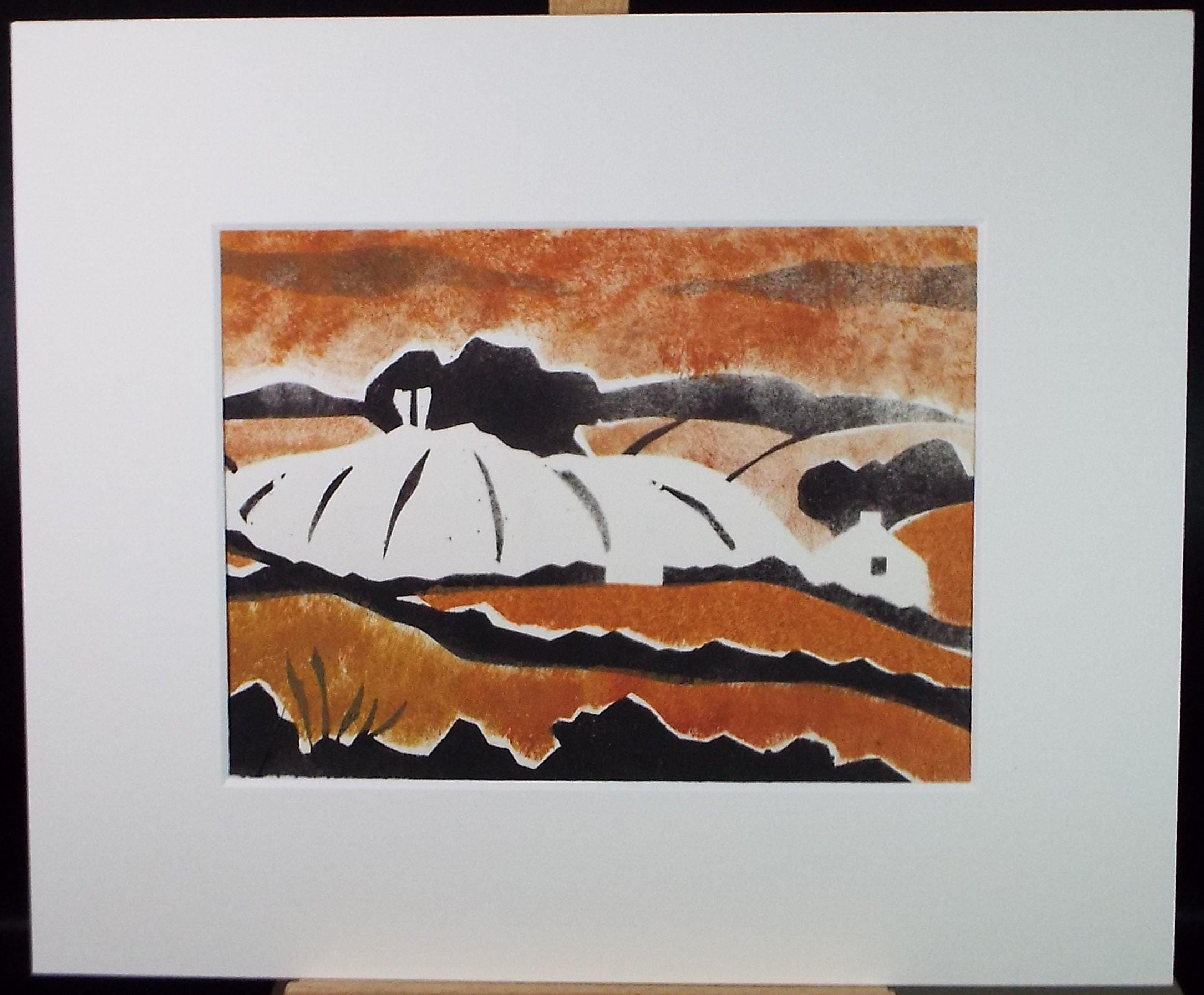 Original Monoprint, 'Coastal landscape' , Ken Stewart (1926-1991), Circa 1960's
