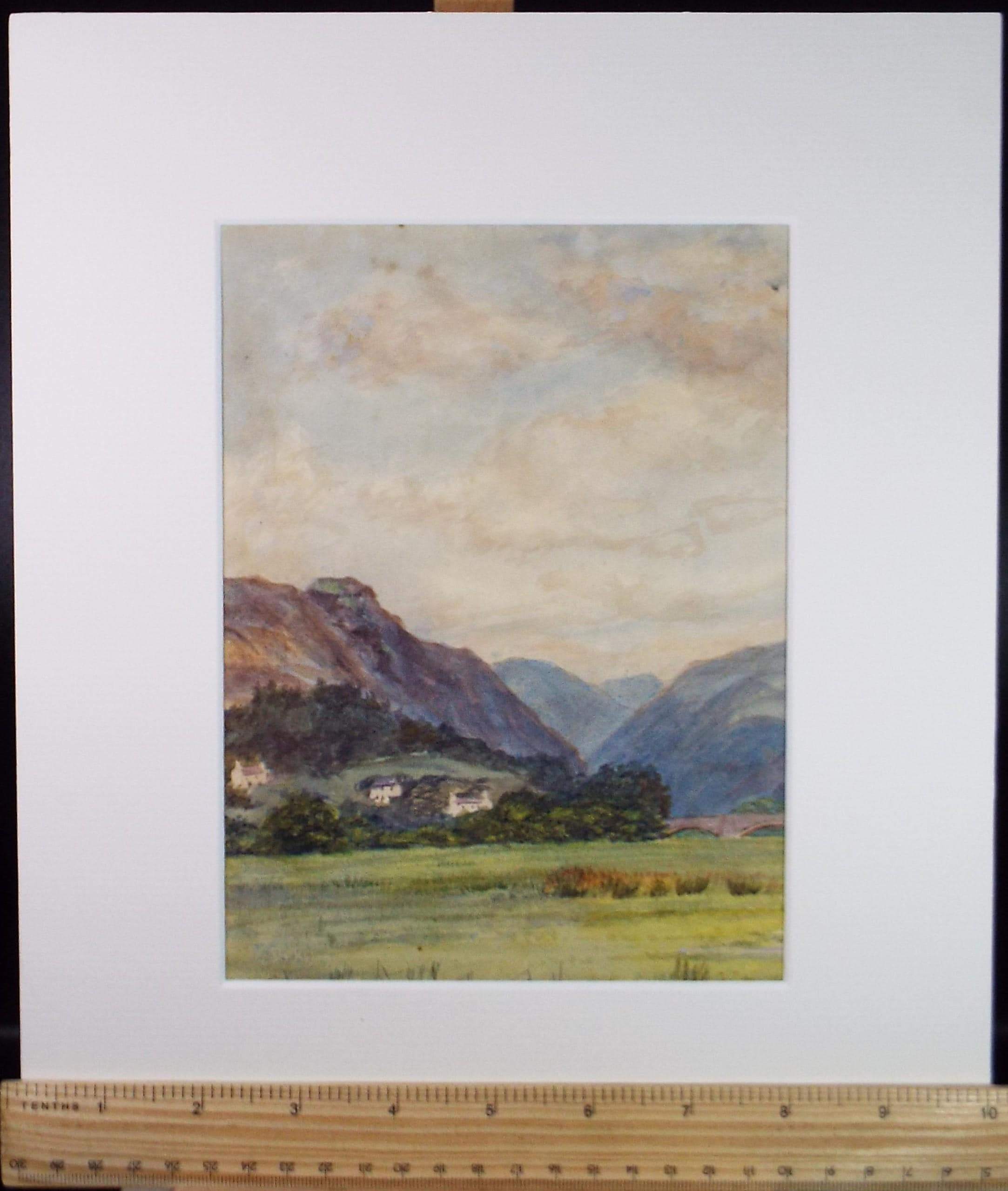 Original Watercolour on Paper, 'Village in a valley', Circa 1900, Artist Unknown