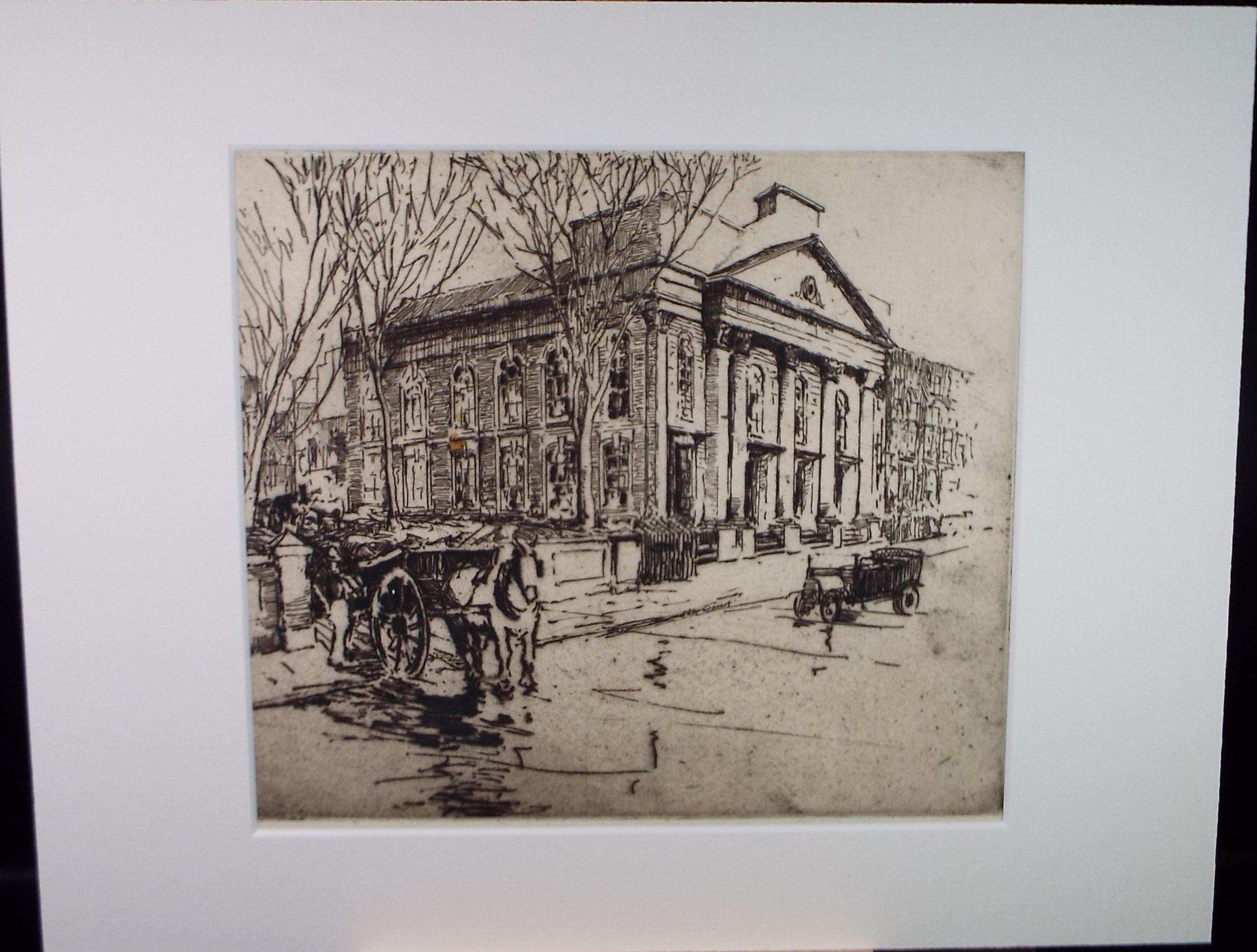 Hand Pressed Etching, 'A Mansion House', Lawrence Walker (1877-1967), Circa 1920's