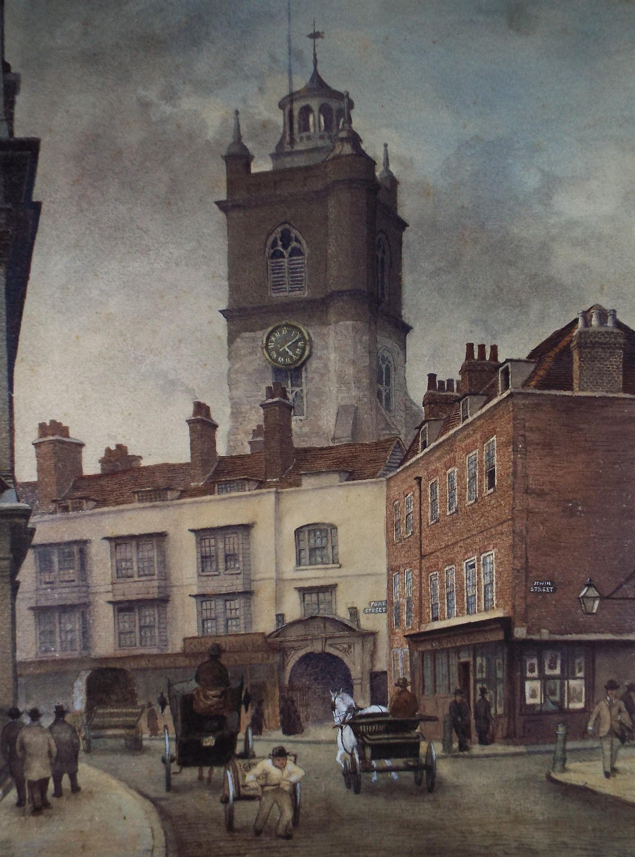 Original Watercolour , 'Street Scene with figures', Edgar Thomas Wood (ex 1895-93), Dated 1885