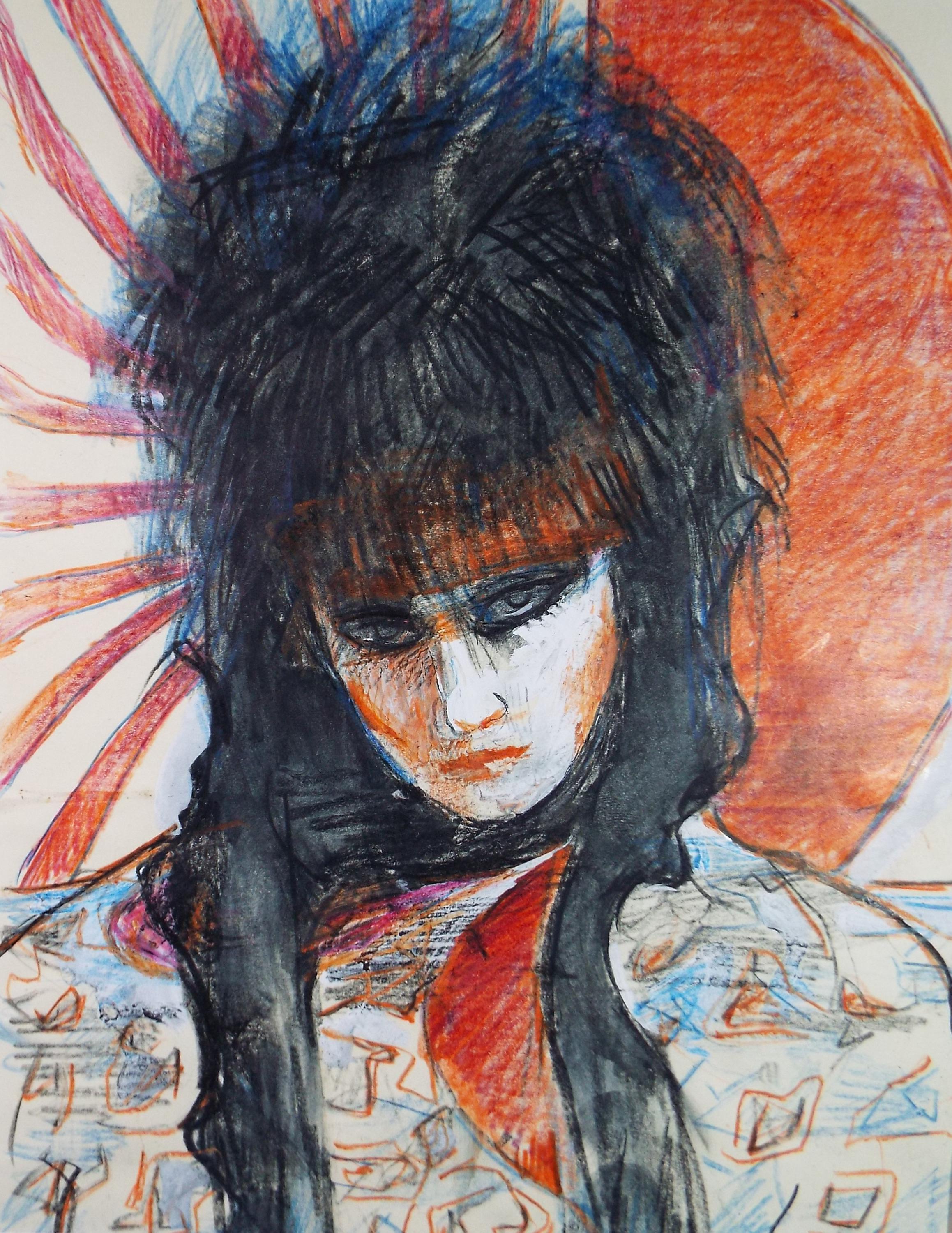 Original Mixed Media 'Siouxsie Sioux', circa 1990's, John Gilbey Bowles (1929-2011)