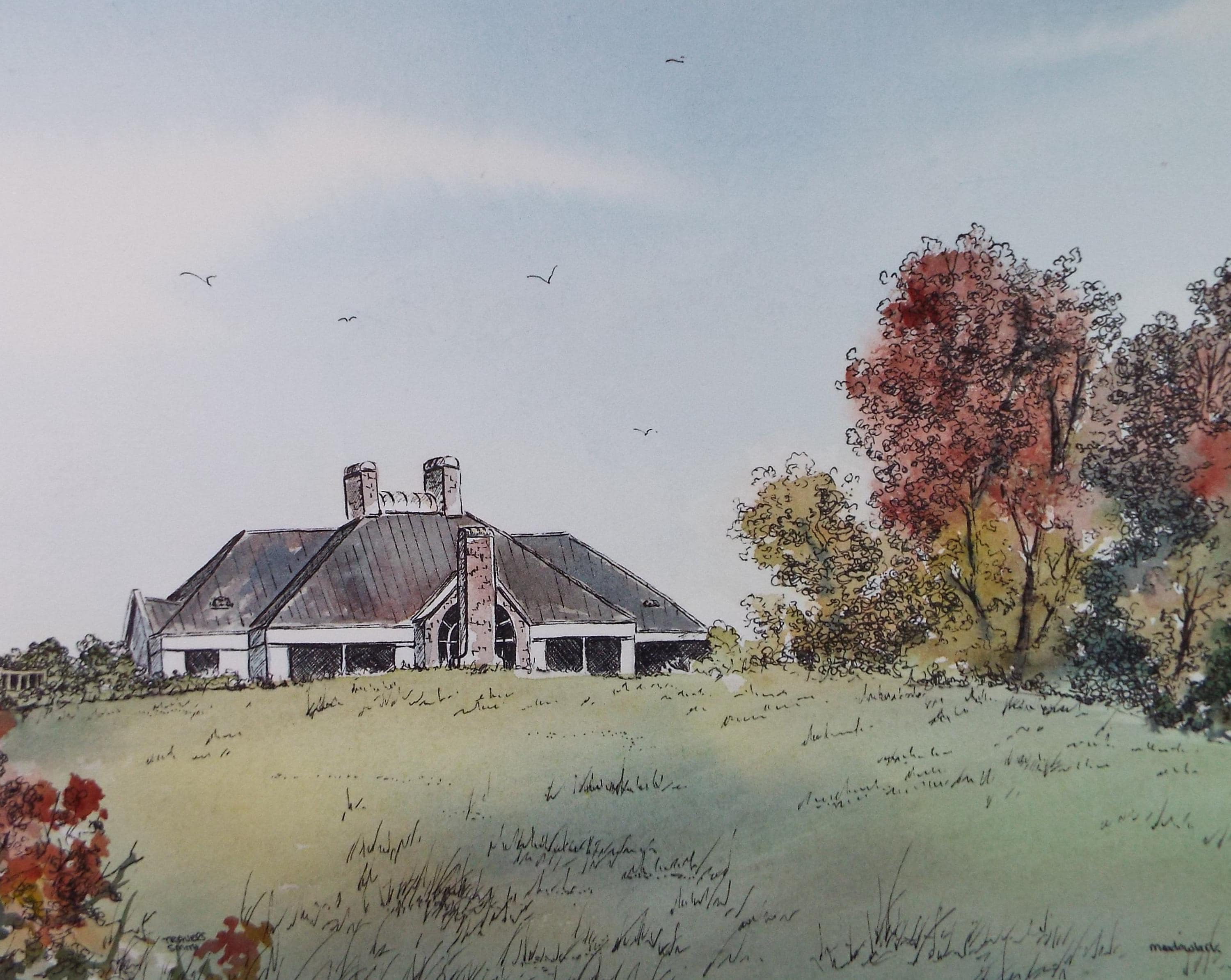 Original Watercolour , 'Bungalow' Circa 1990's, artist Unknown