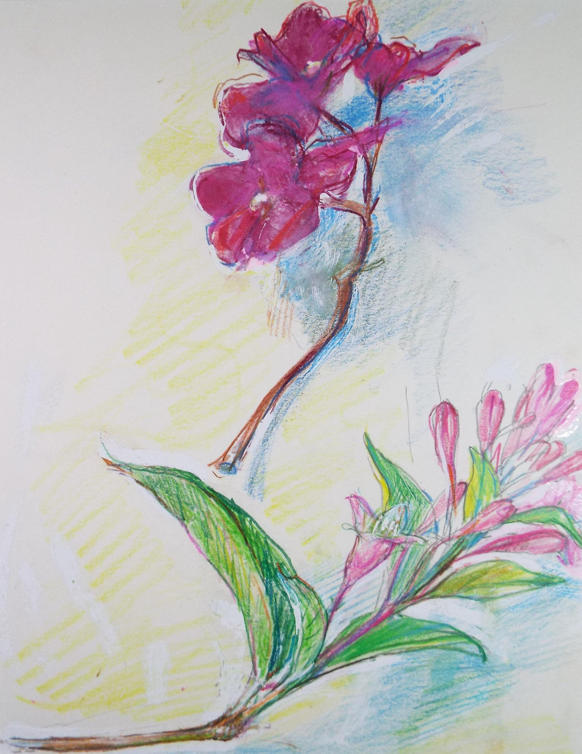 Modernist Mixed media, 'Still life of Weigela', Circa 1990's, John Gilbey Bowles (1929-2011)
