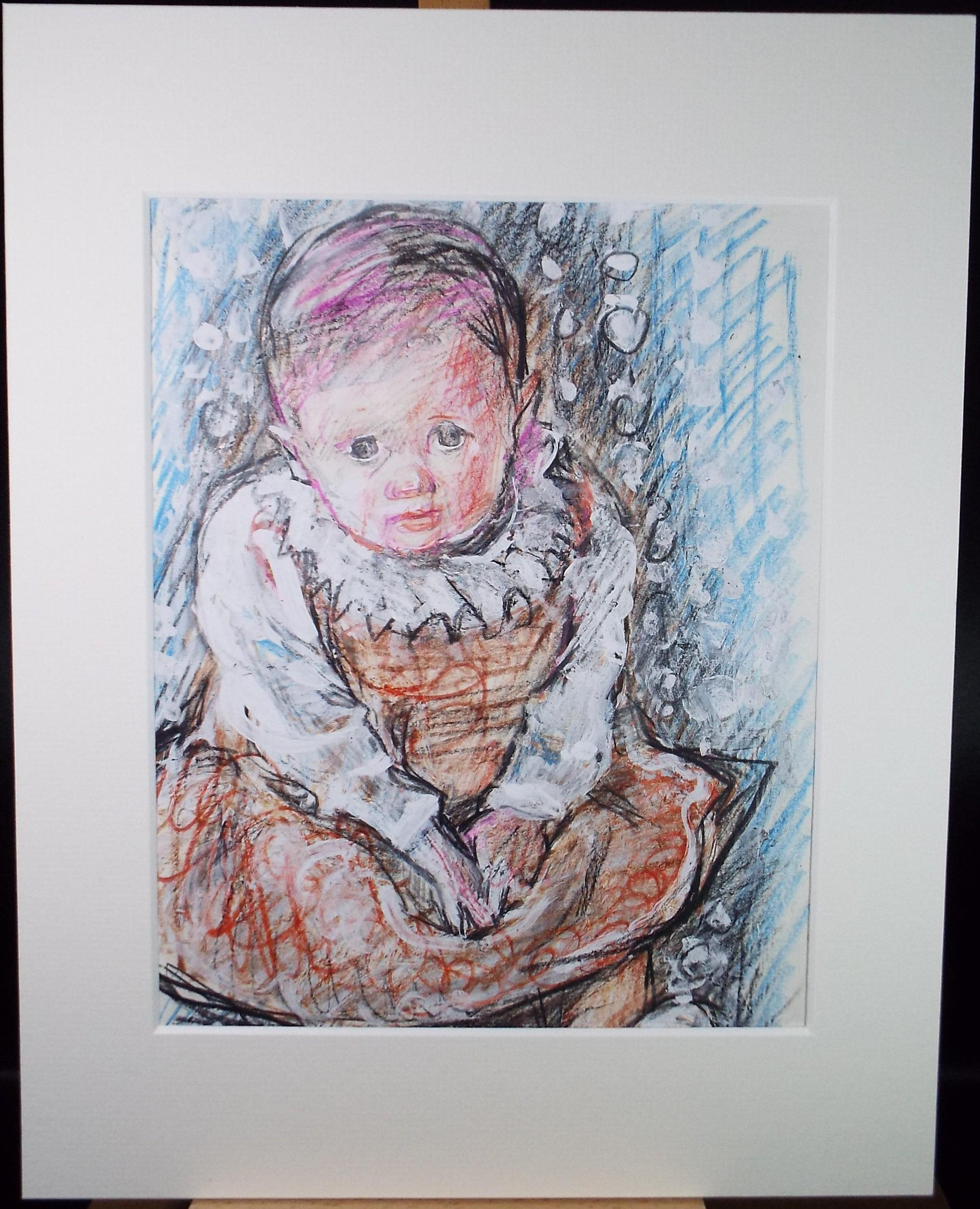 Original mixed media, 'Young child', circa 1990's, John Gilbey Bowles (1929-2011)