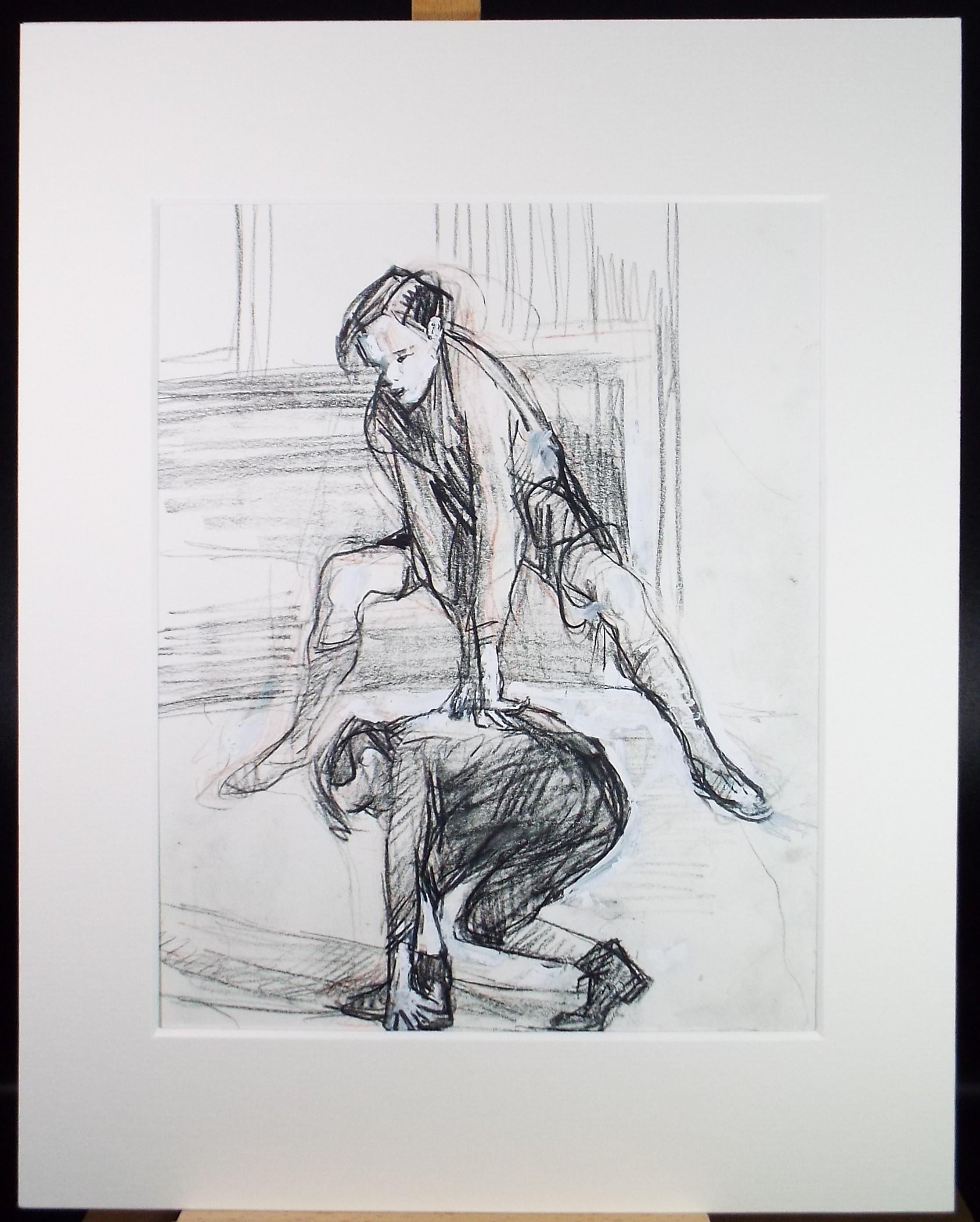 Original Pencil drawing heightened with white 'Leap Frog' circa 1990's, John Gilbey Bowles (1929-2011)