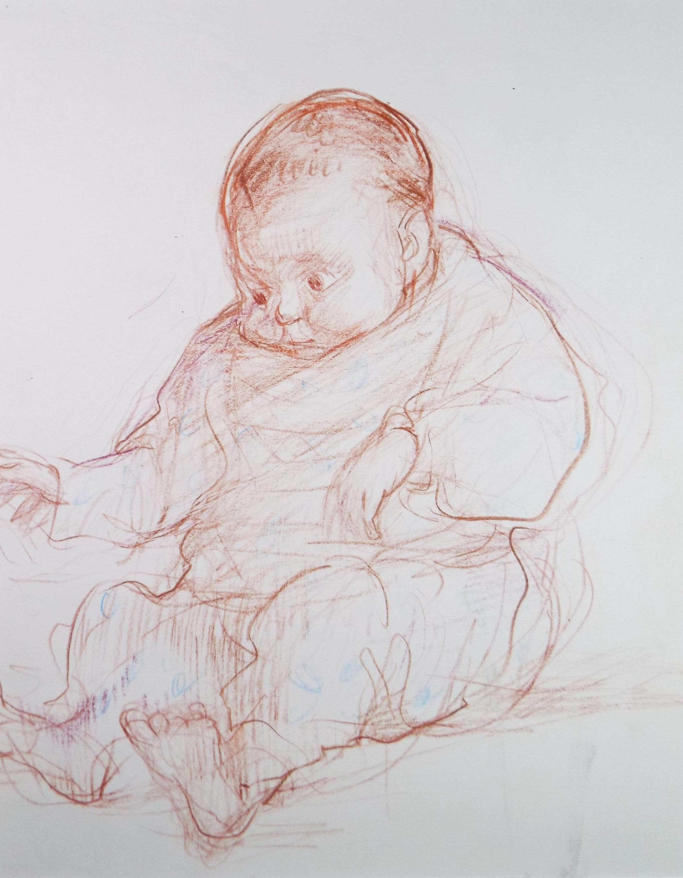Original Pencil drawing 'Baby', circa 1990's, John Gilbey Bowles (1929-2011)