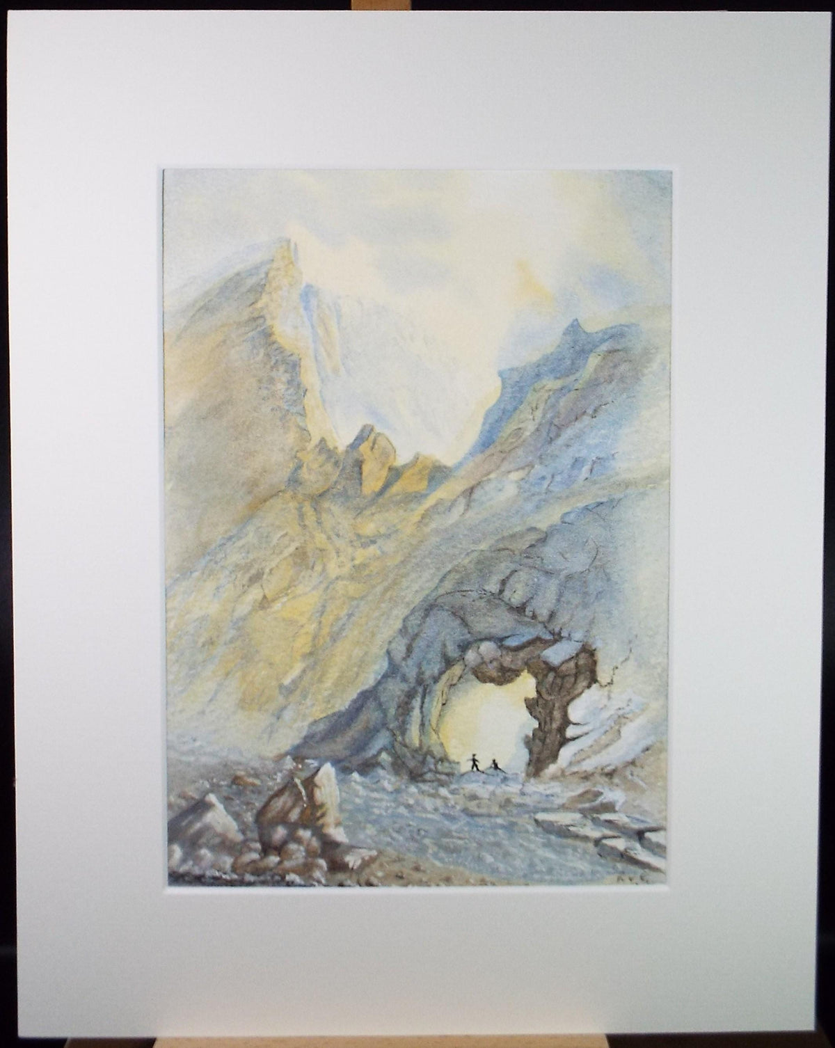Original Watercolour, 'Figures in a Cave', c1990's Unknown artist