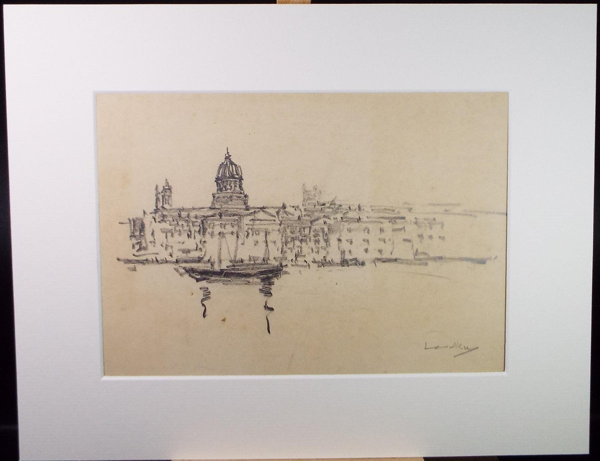 Lithograph 'View from the River' circa 1920's ,Lawrence Walker (1877-1967