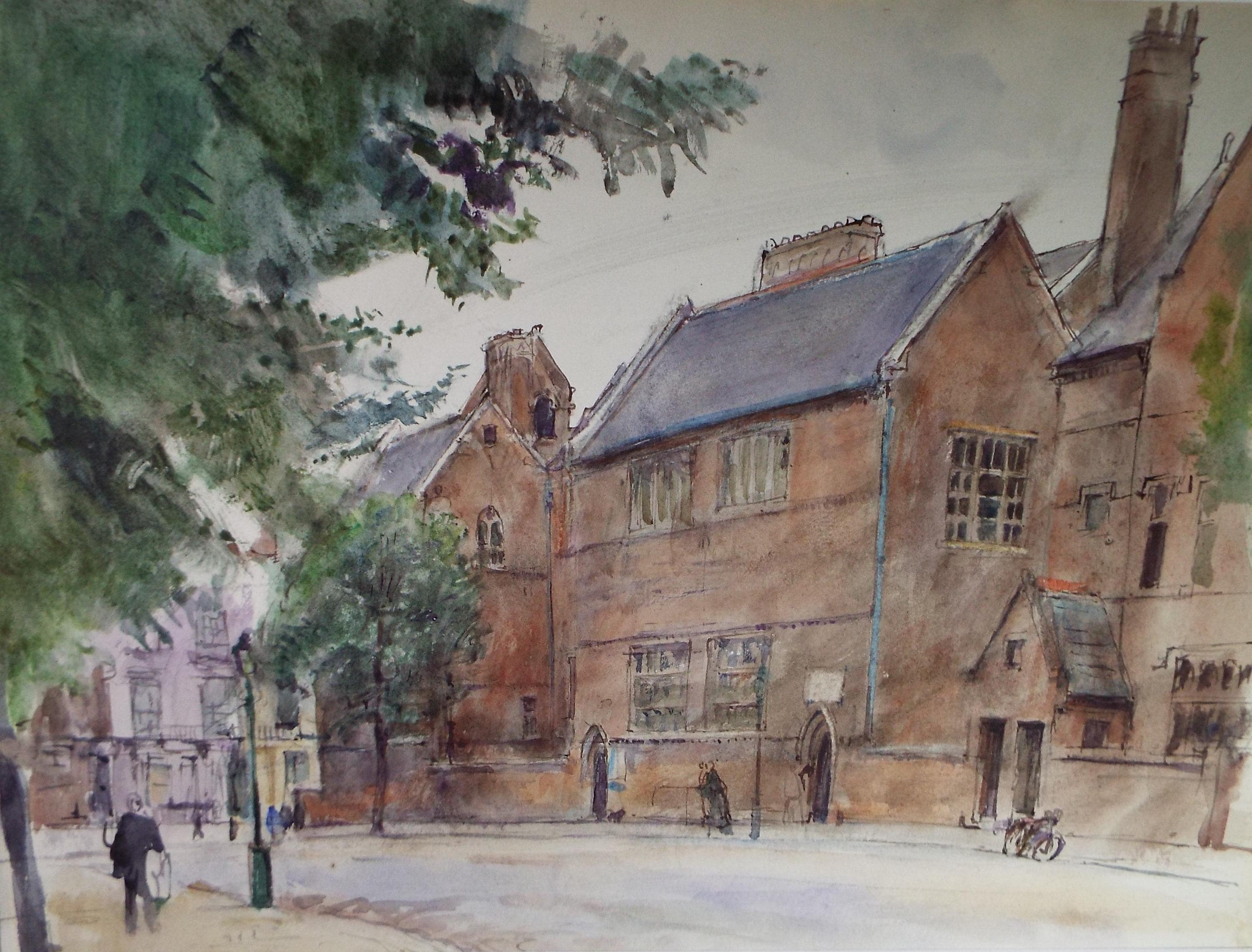 Original Watercolour , 'Street Scene with figures', G Weisbort, Dated 1957