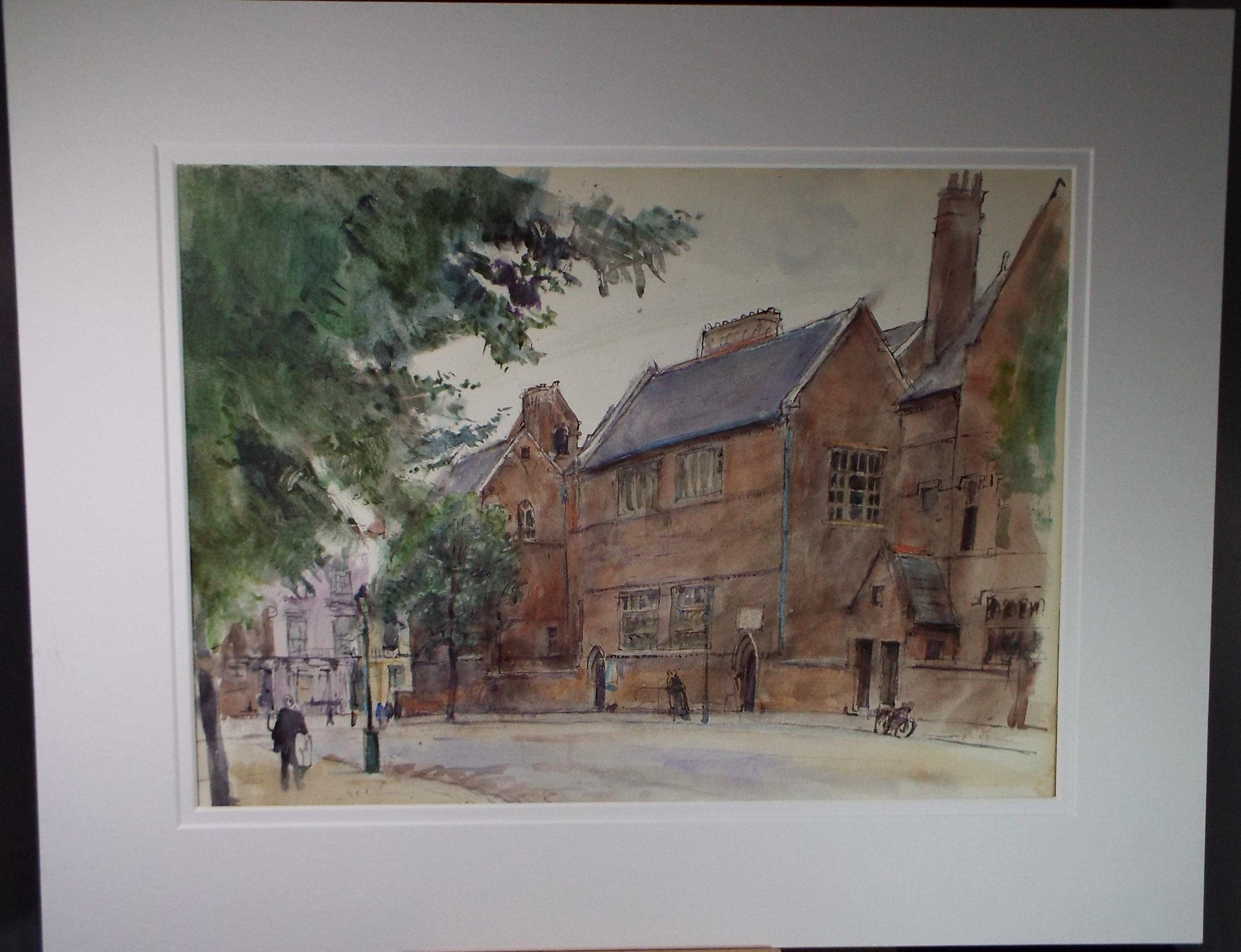 Original Watercolour , 'Street Scene with figures', G Weisbort, Dated 1957
