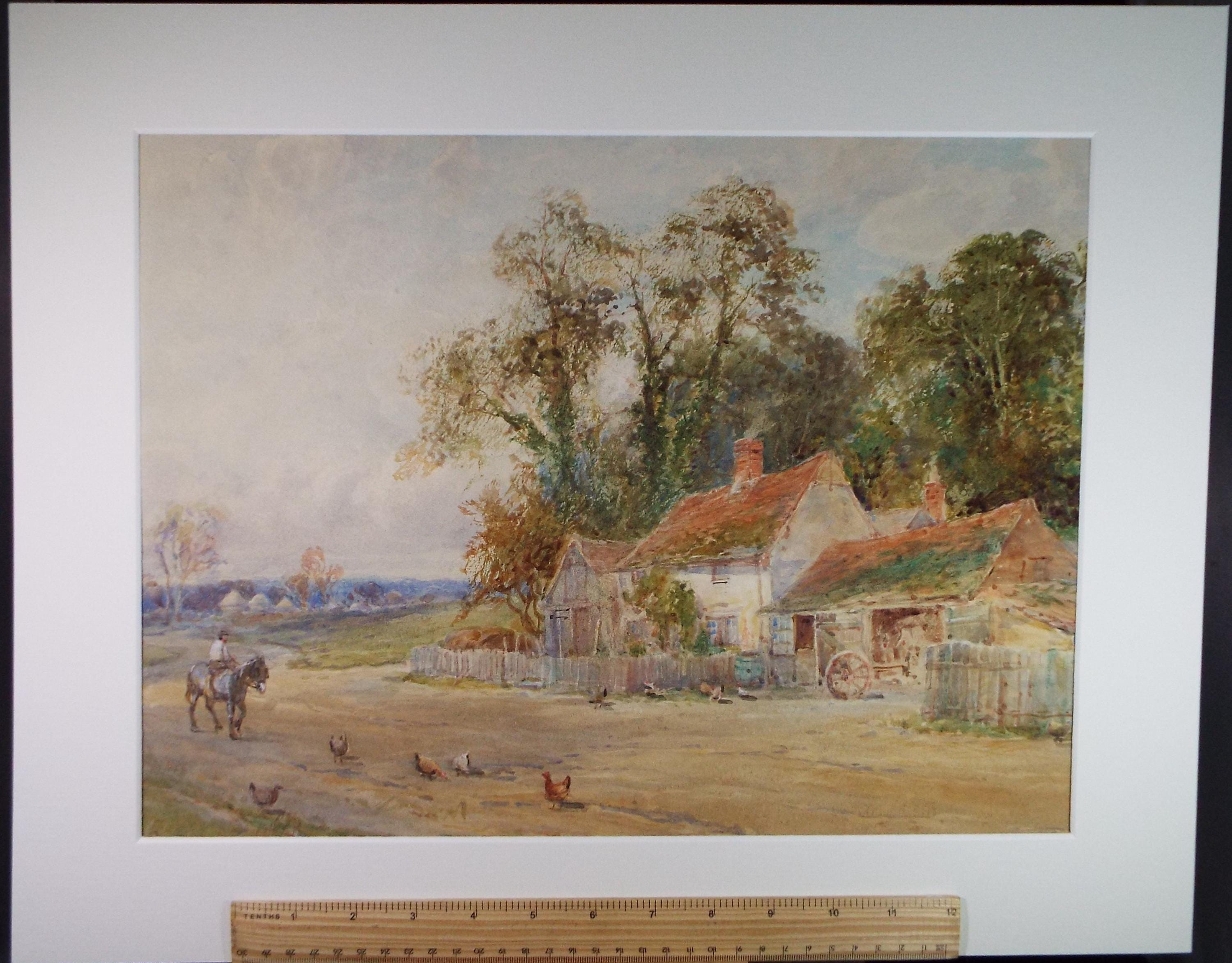 Original Watercolour, 'Village Cottage with Figure', Unknown Artist, Late 19th Century