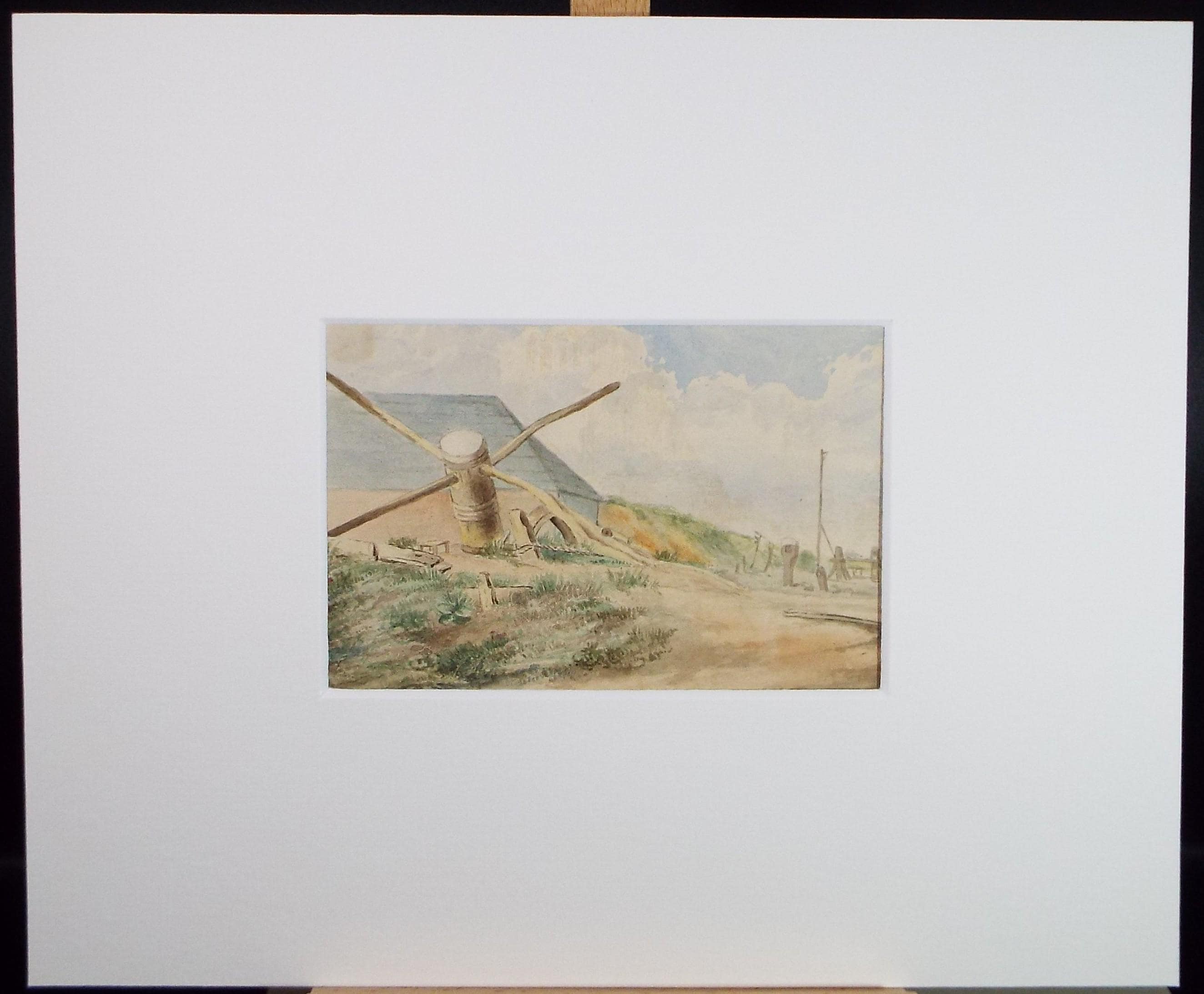 Original Watercolour on Paper, 'Discarded items in a landscape', 19th Century, Artist Unknown