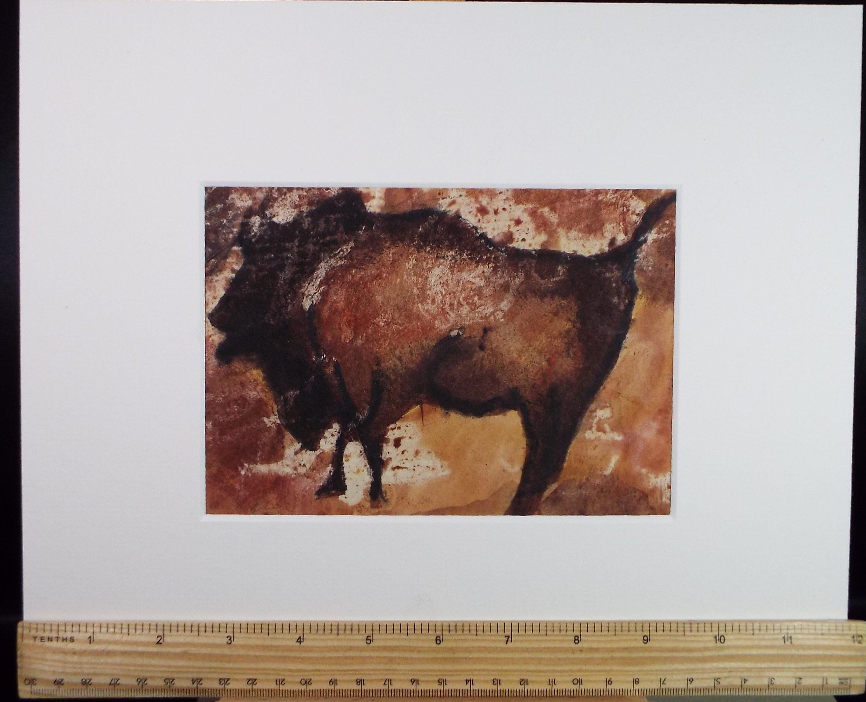 Original Watercolour, 'Cave style painting of a Bison', Ken Stewart (1926-1991), circa 1960's
