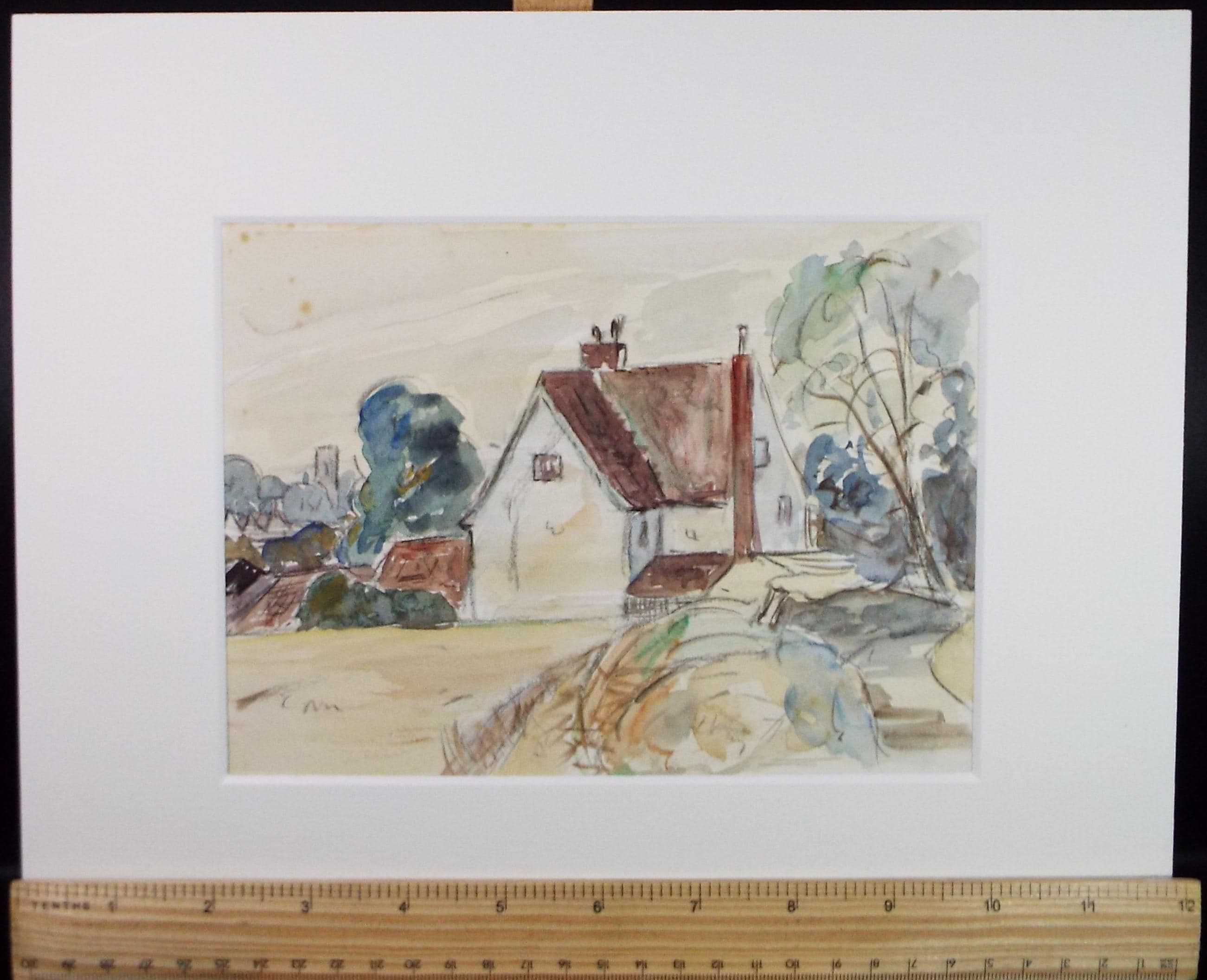 Original Watercolour , 'Farmhouse Study', Circa 1970's , Geoffrey Burrows (1934-2023)