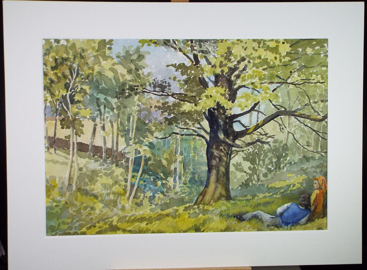 Original Watercolour, 'Figures in Woodland', Richard A Siddall, Dated 1975