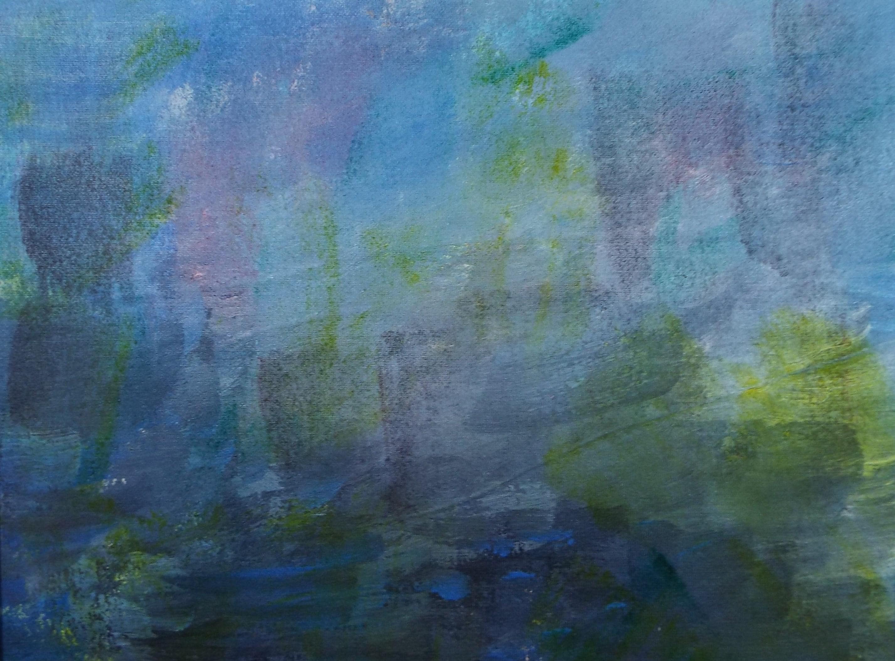 Original Abstract Painting in blue, Late 20th Century, Marie Edith Banks Canvas Art