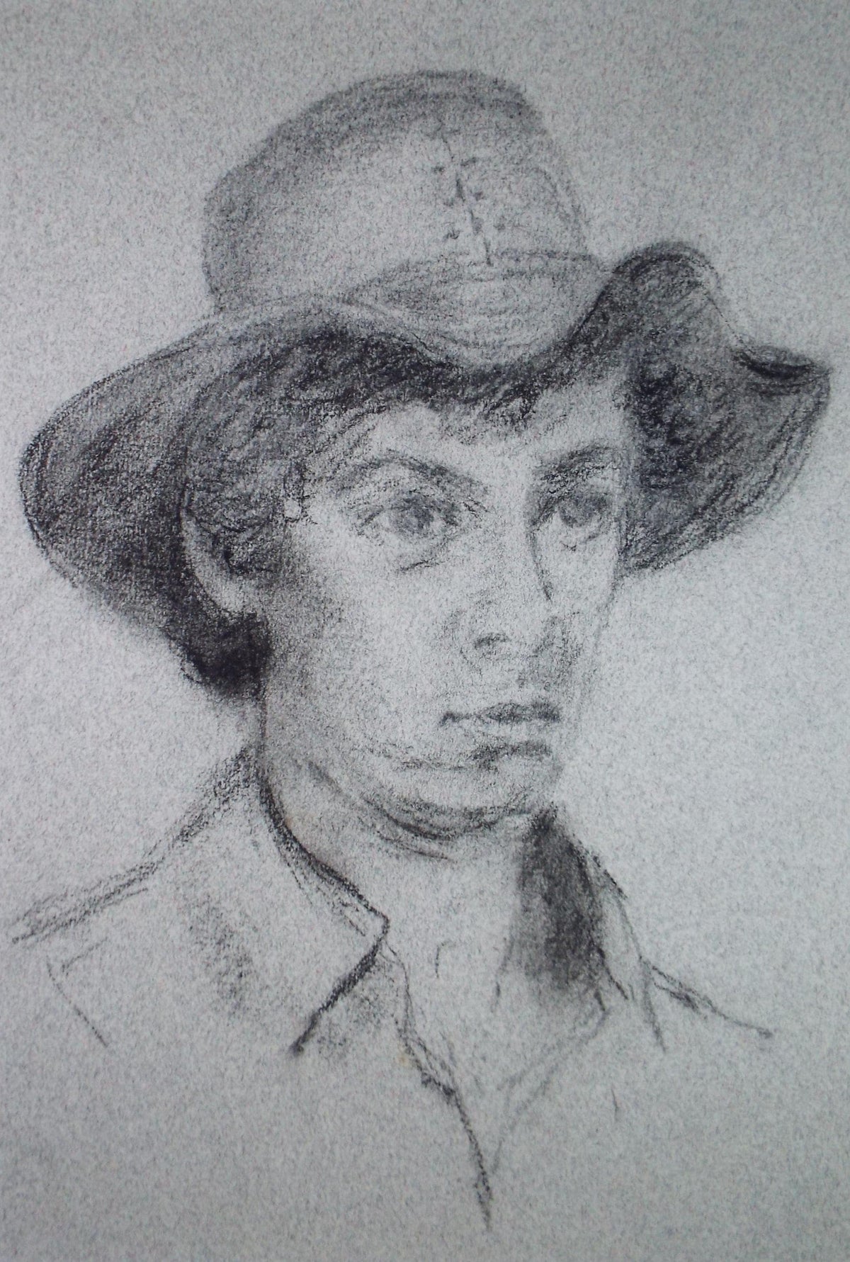 Original Pastel & Pencil,'Portrait of a Man in a hat', circa 1970's, Unknown artist
