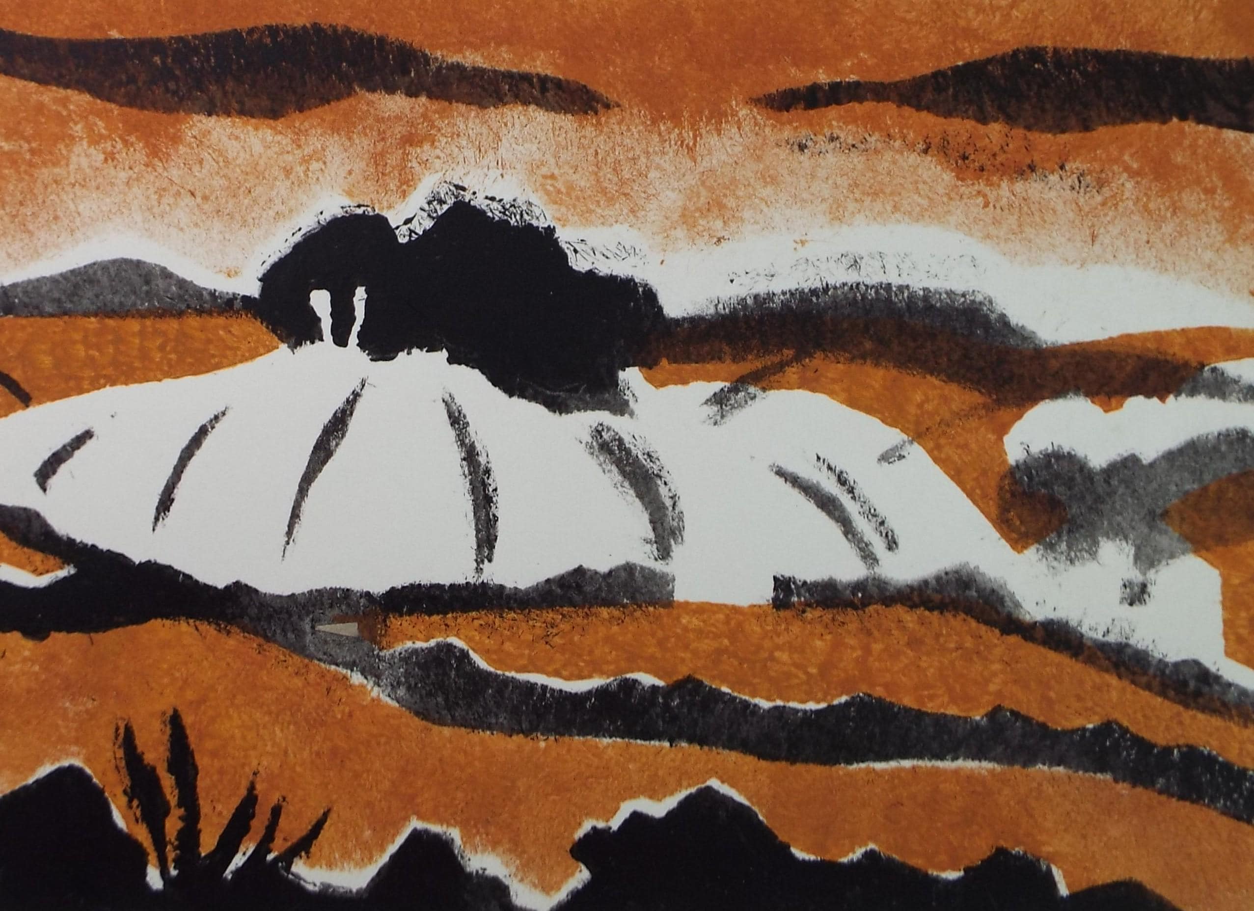 Original Monoprint, 'Coastal landscape' , Ken Stewart (1926-1991), Circa 1960's