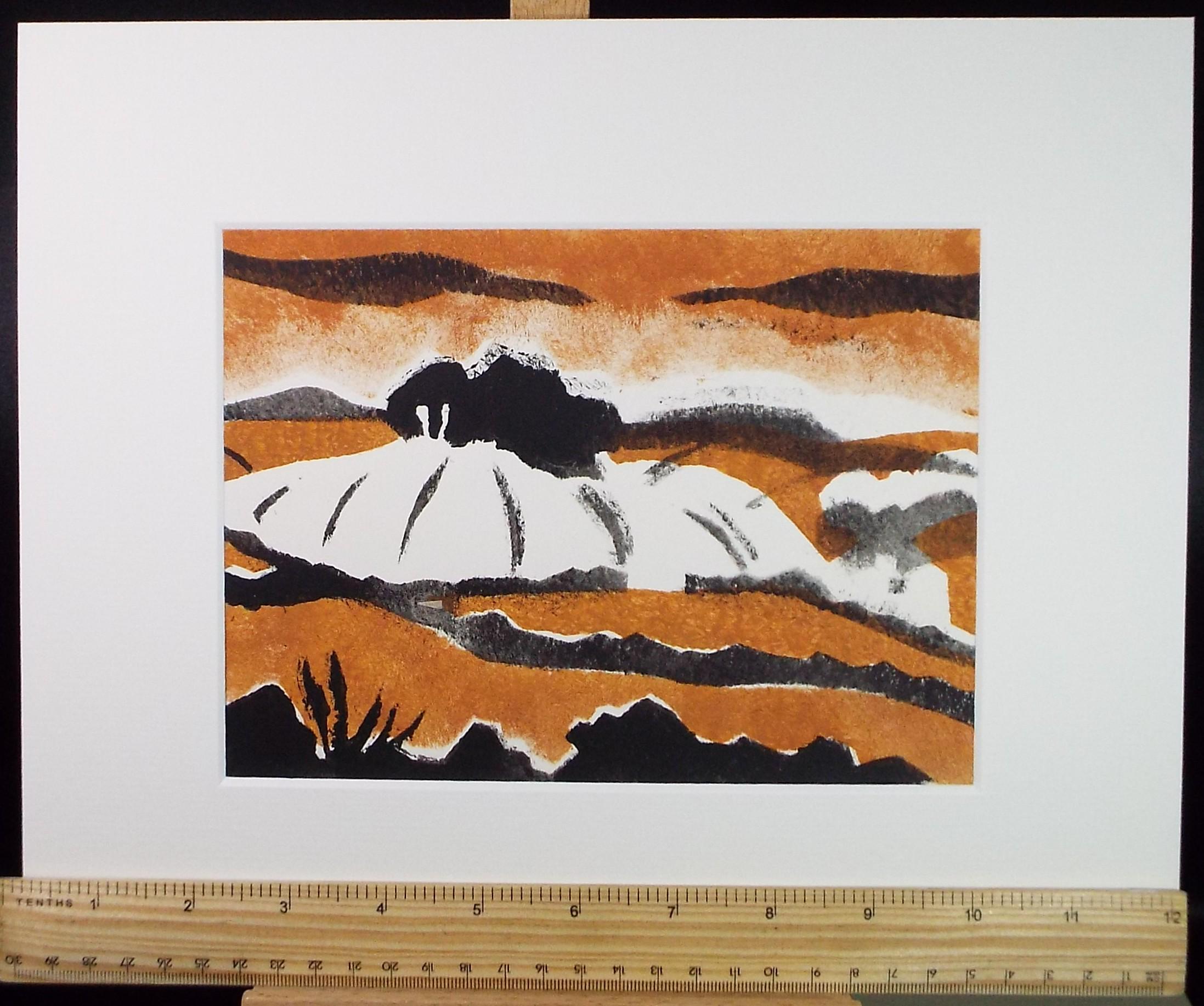 Original Monoprint, 'Coastal landscape' , Ken Stewart (1926-1991), Circa 1960's