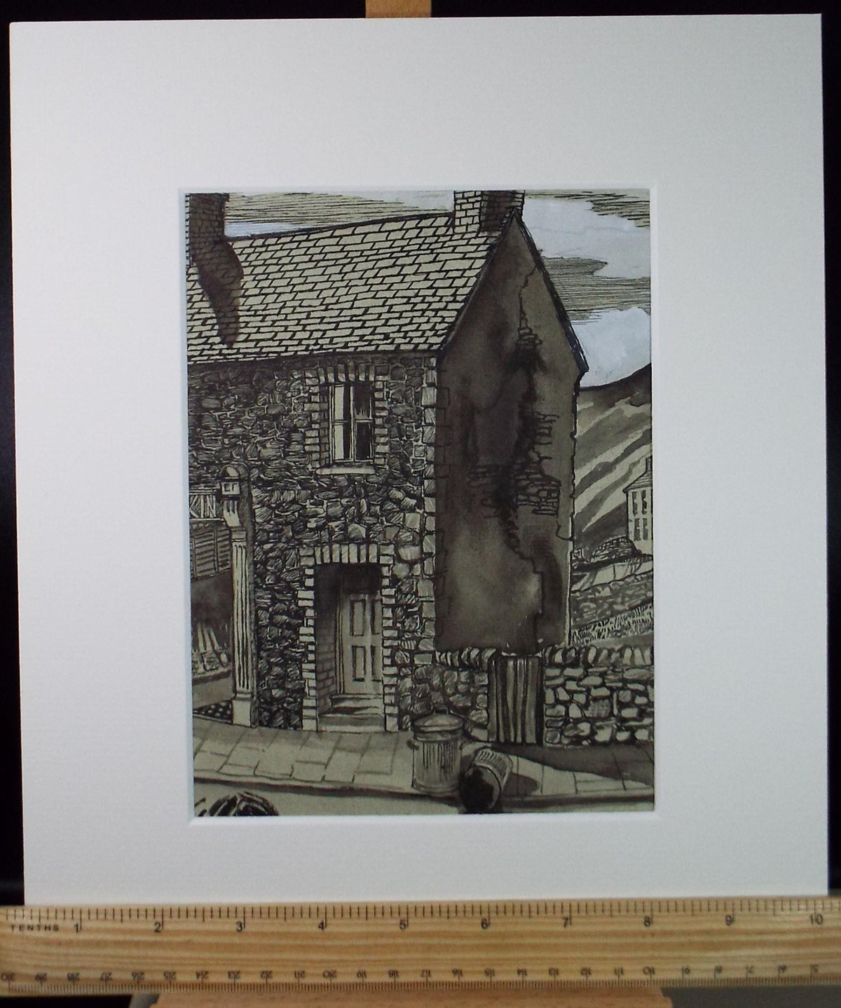 Original Pen & Ink drawing, 'Terraced House', L Abraham, Circa 1970's