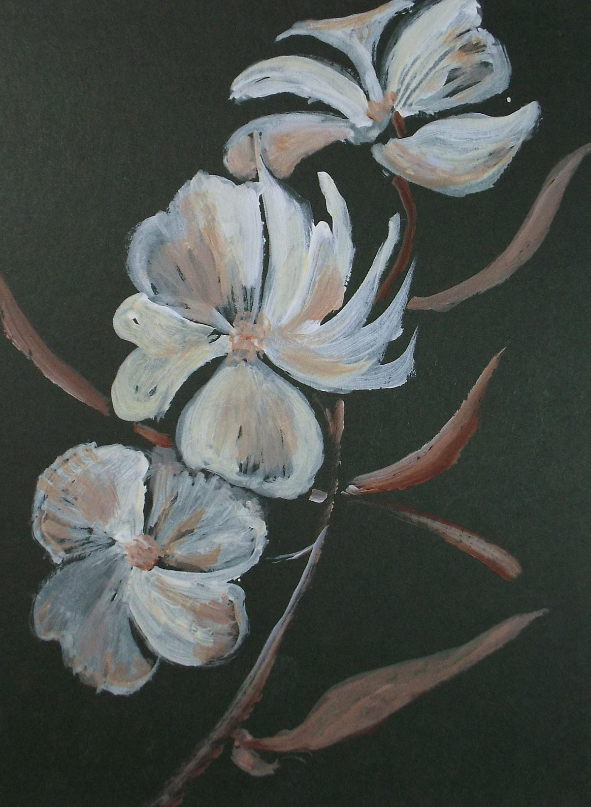 Original Gouache, 'Flower Study', circa 1980's, artist Unknown