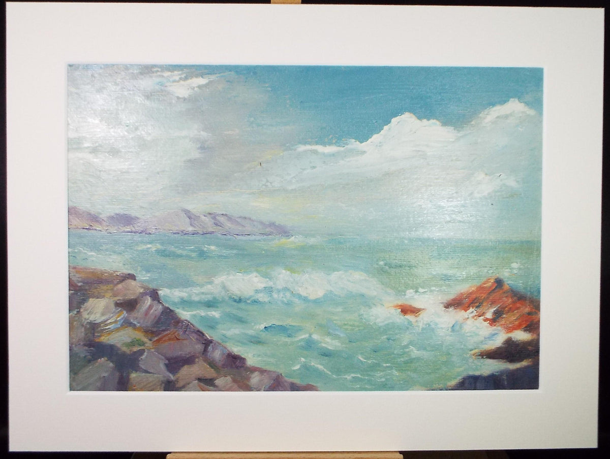 Original Acrylic on Paper, 'Rocky Coast', Circa 1980's