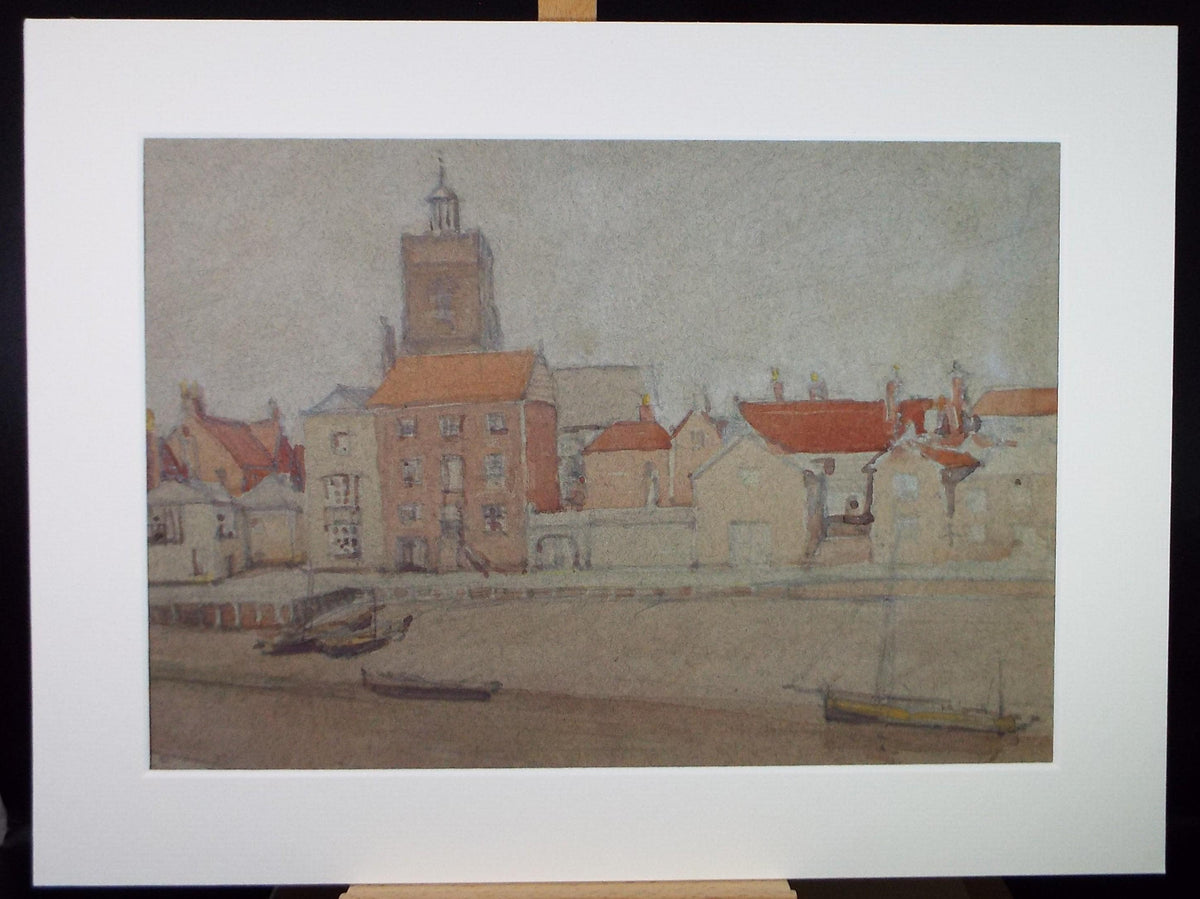 Original Watercolour, 'Town Quay', Circa 1920's, Lawrence Walker (1877-1967)