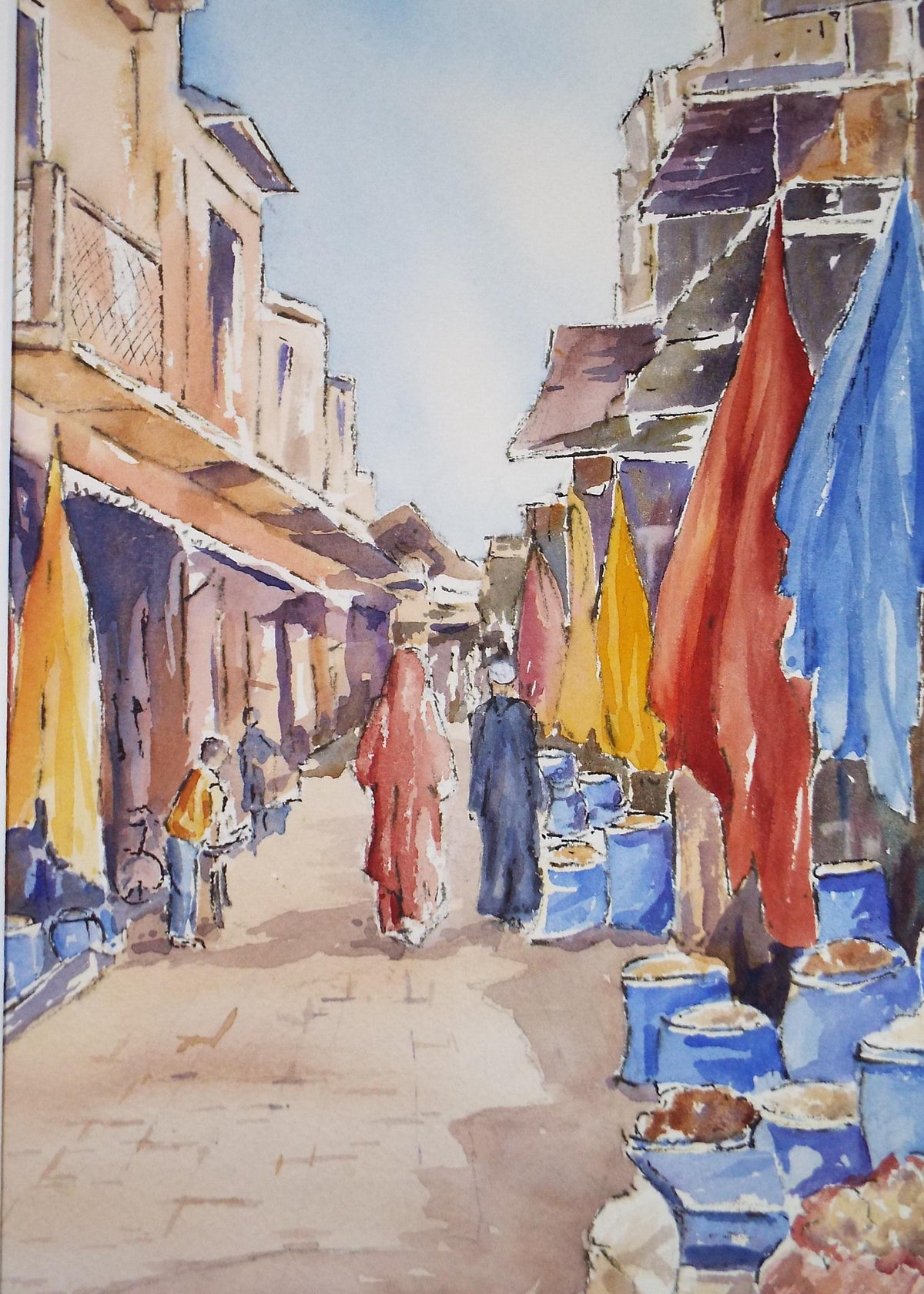 Original Watercolour , 'North African Street Scene',c 1990's' Dorothea Travers-Smith,