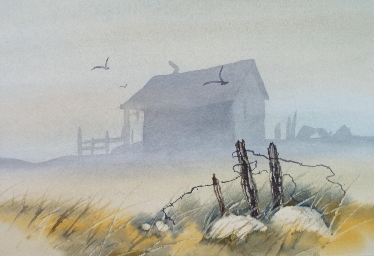 Original Watercolour on Paper, 'Hut in the Mist', circa 1990's , Dorothea Travers-Smith,