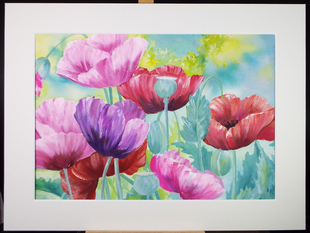Original Watercolour, 'Poppies', Circa 1990's, Dorothea Travers-Smith
