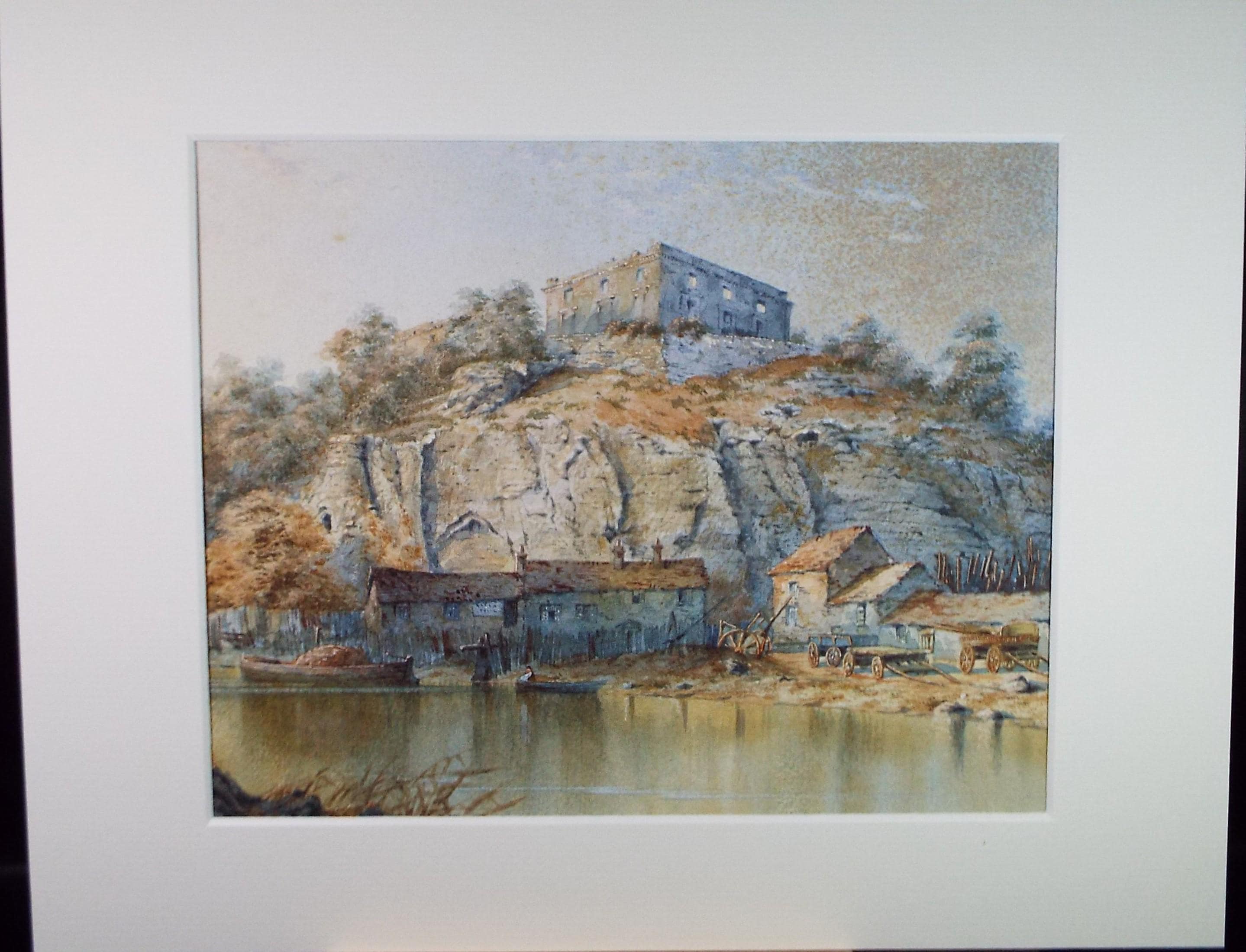 Original Watercolour, 'Buildings below the cliffs' Late 19th Century, Artist Unknown