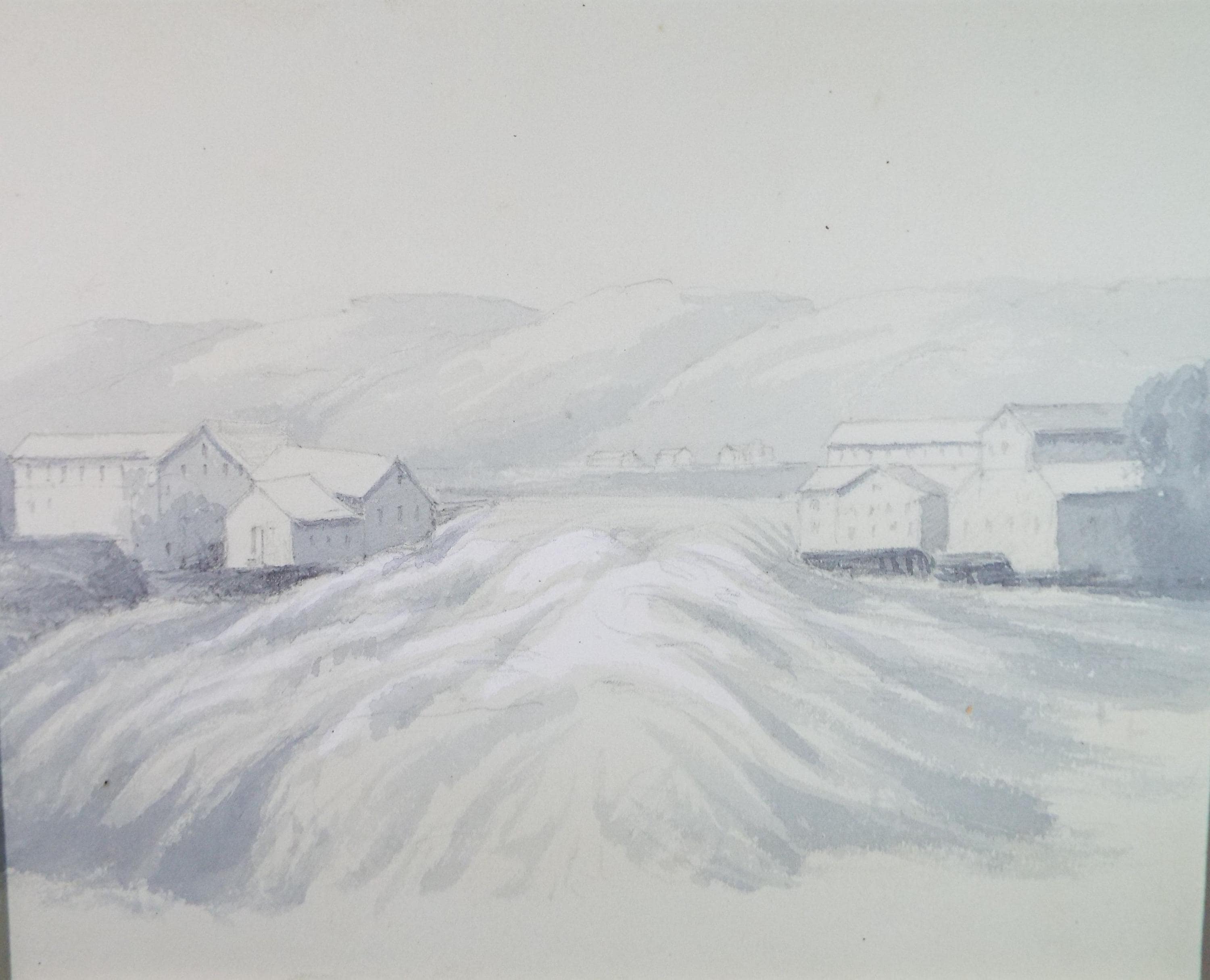 Original Watercolour, 'Landscape with Warehousing',Late 19th Century, artist Unknown