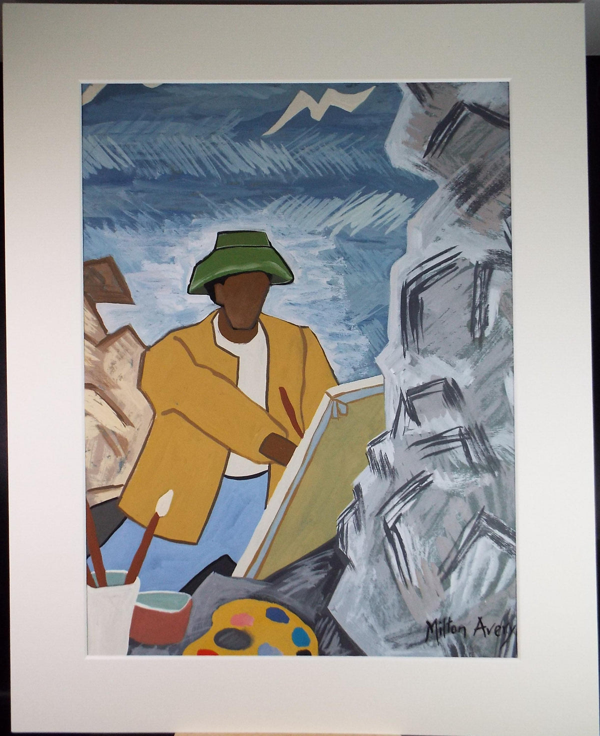 Original Gouache , 'Artist Painting ', Milton Avery, circa 1980's