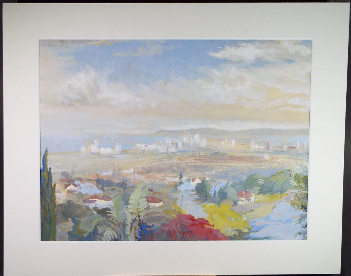 Original Gouache, 'Durban, South Africa', circa 1940's, artist unknown
