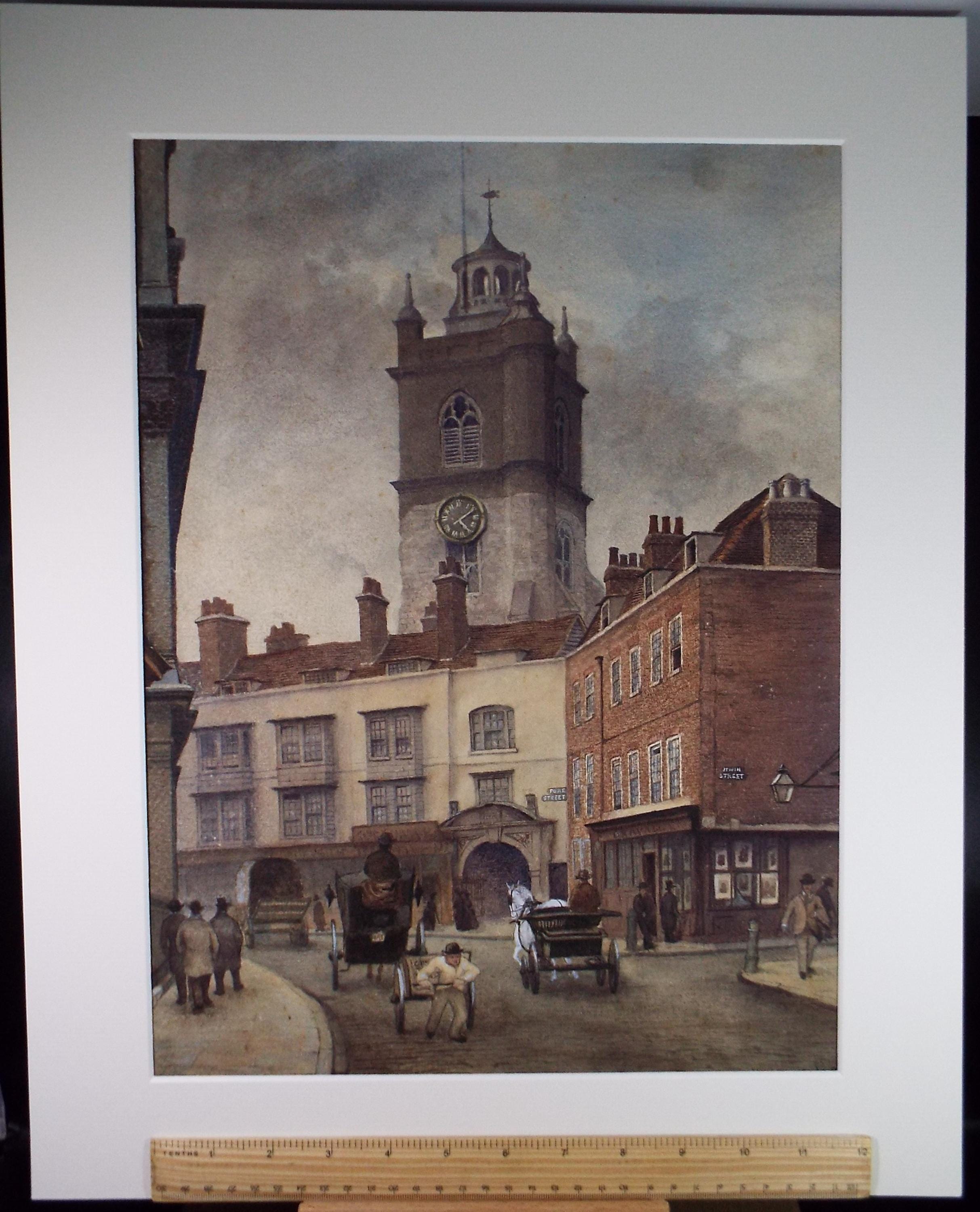 Original Watercolour , 'Street Scene with figures', Edgar Thomas Wood (ex 1895-93), Dated 1885